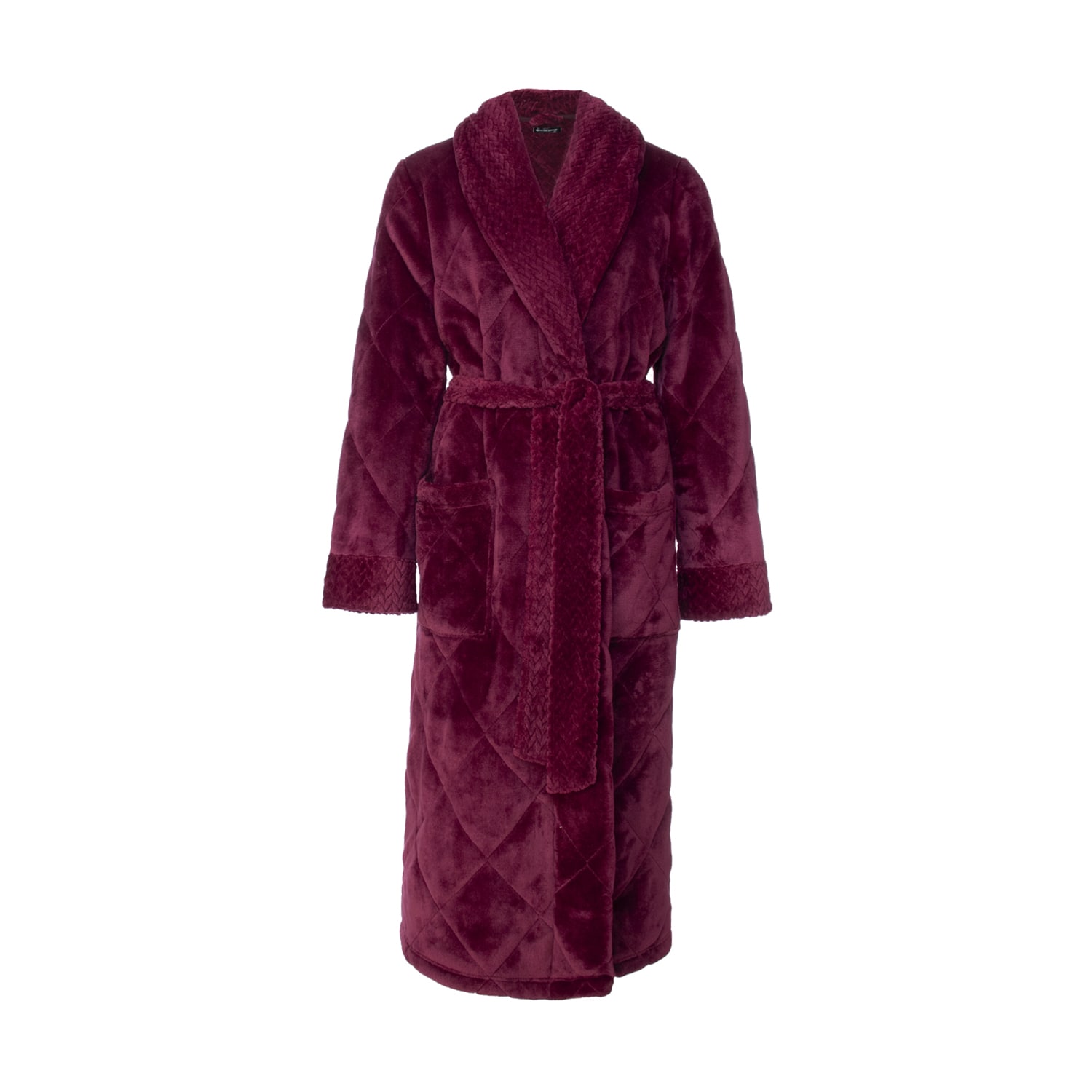 Pretty You Women's Red Quilted Velour Robe In Bordeaux In Red