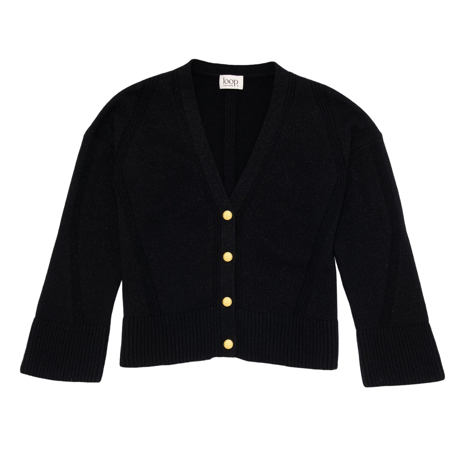Lofty Cashmere Cardigan In Black Sparkle by Loop Cashmere