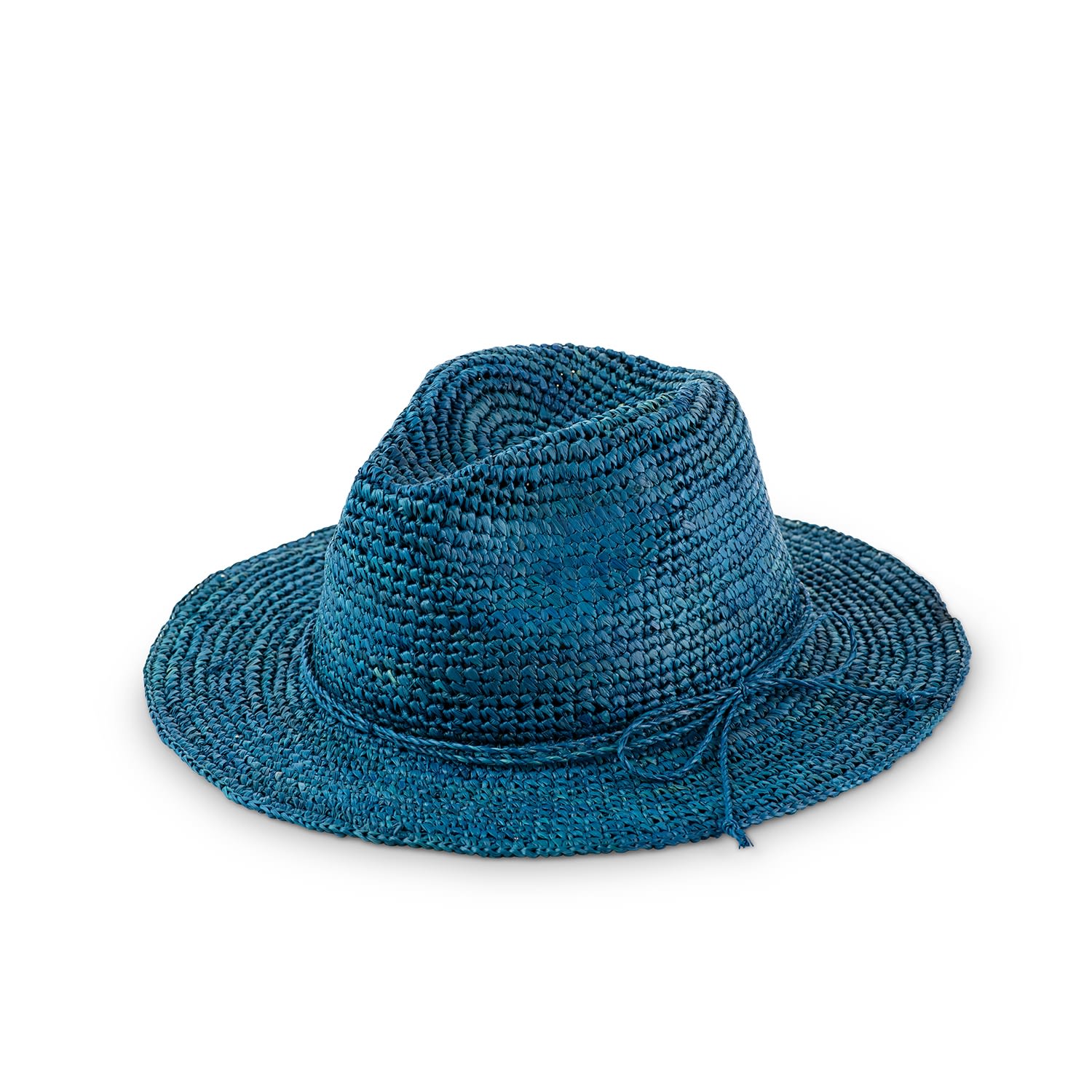 Women’s Blue Raffia Fedora Straw Hat Small Justine Hats