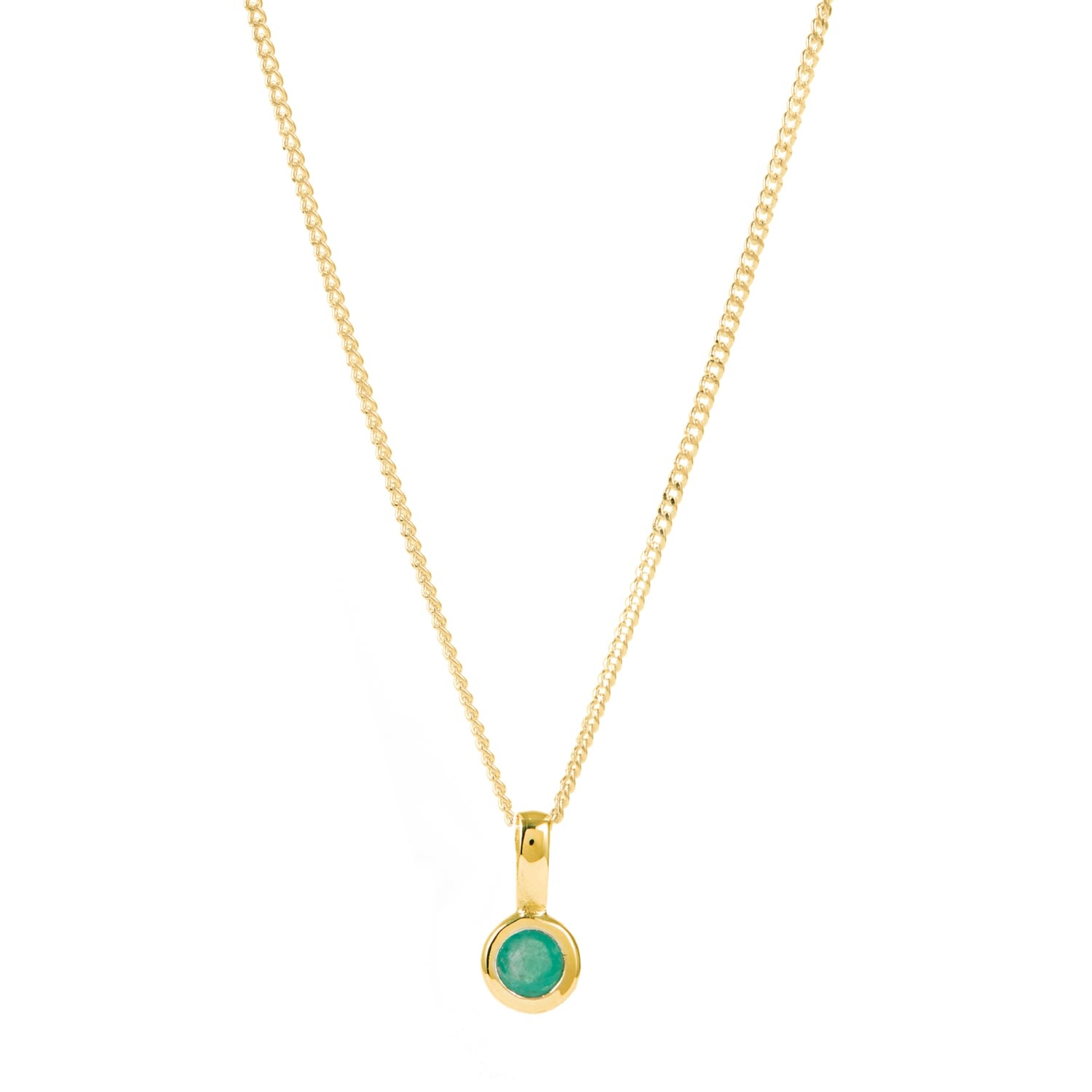 Women’s May Birthstone Charm Gold Vermeil Necklace - Emerald Charlotte’s Web Jewellery