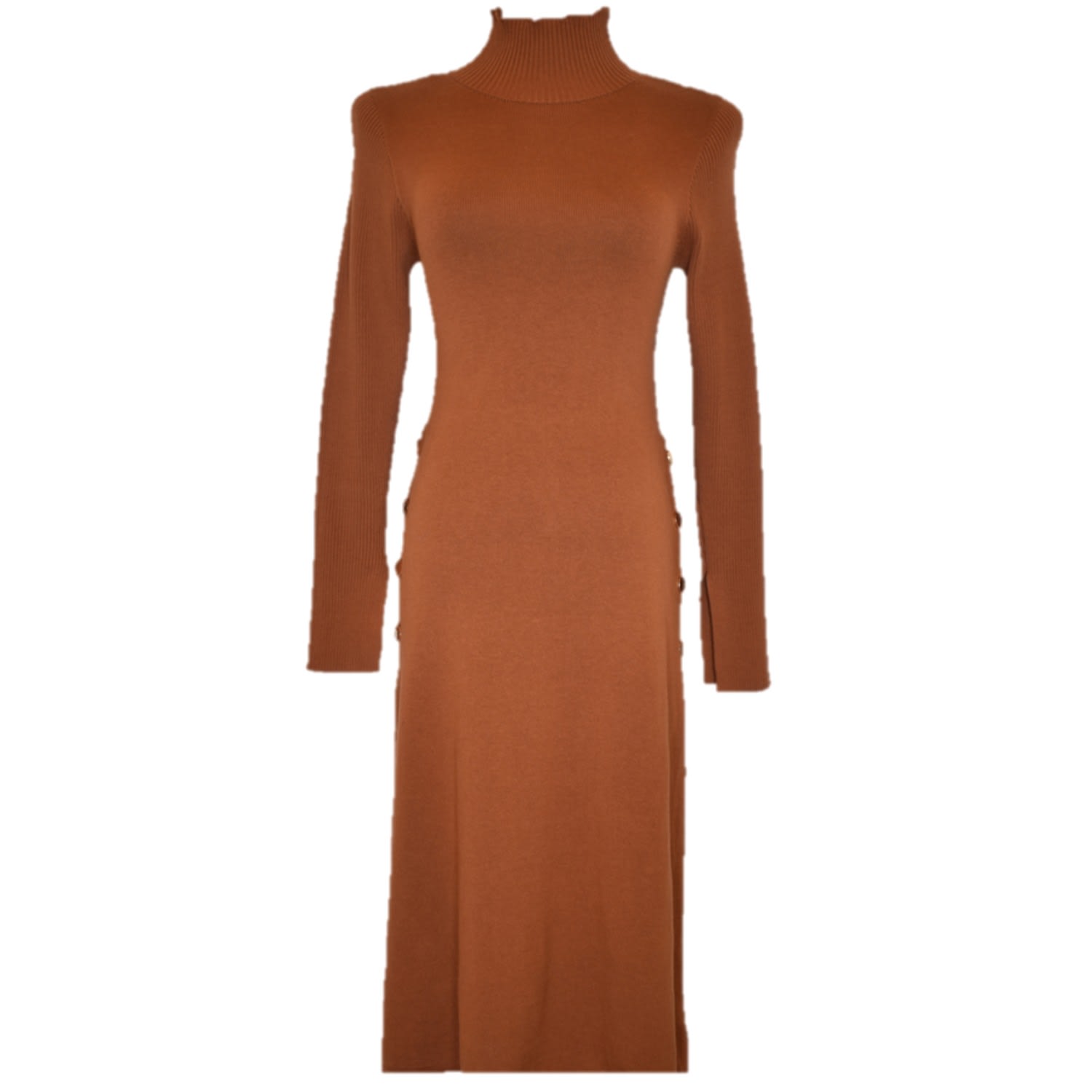 Chuks Collins Women's Brown / Yellow / Orange Burnt Orange Ribbed Sweater Dress -  Diffusion Collecti In Brown/yellow/orange