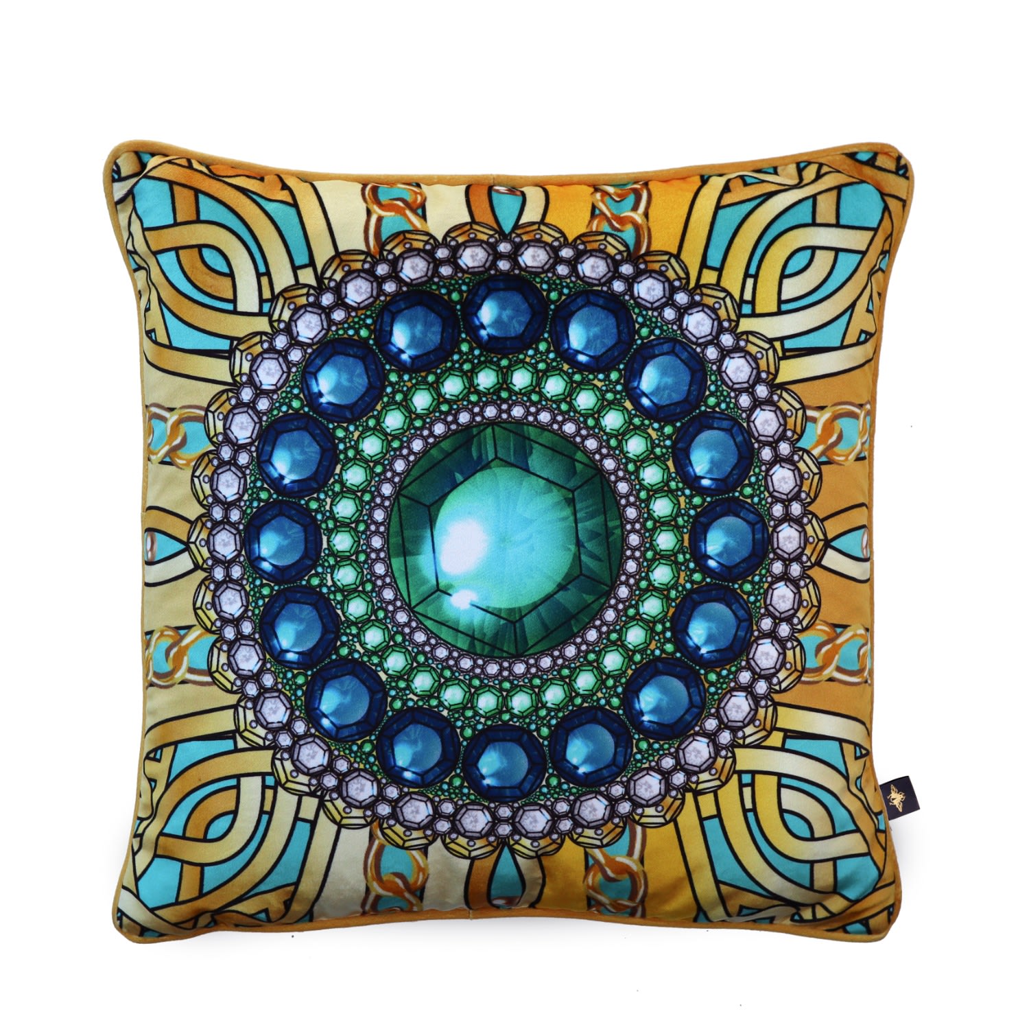 Gold / Green / Blue Zellandine’s Emerald Brooch Velvet Cushion The Curious Department