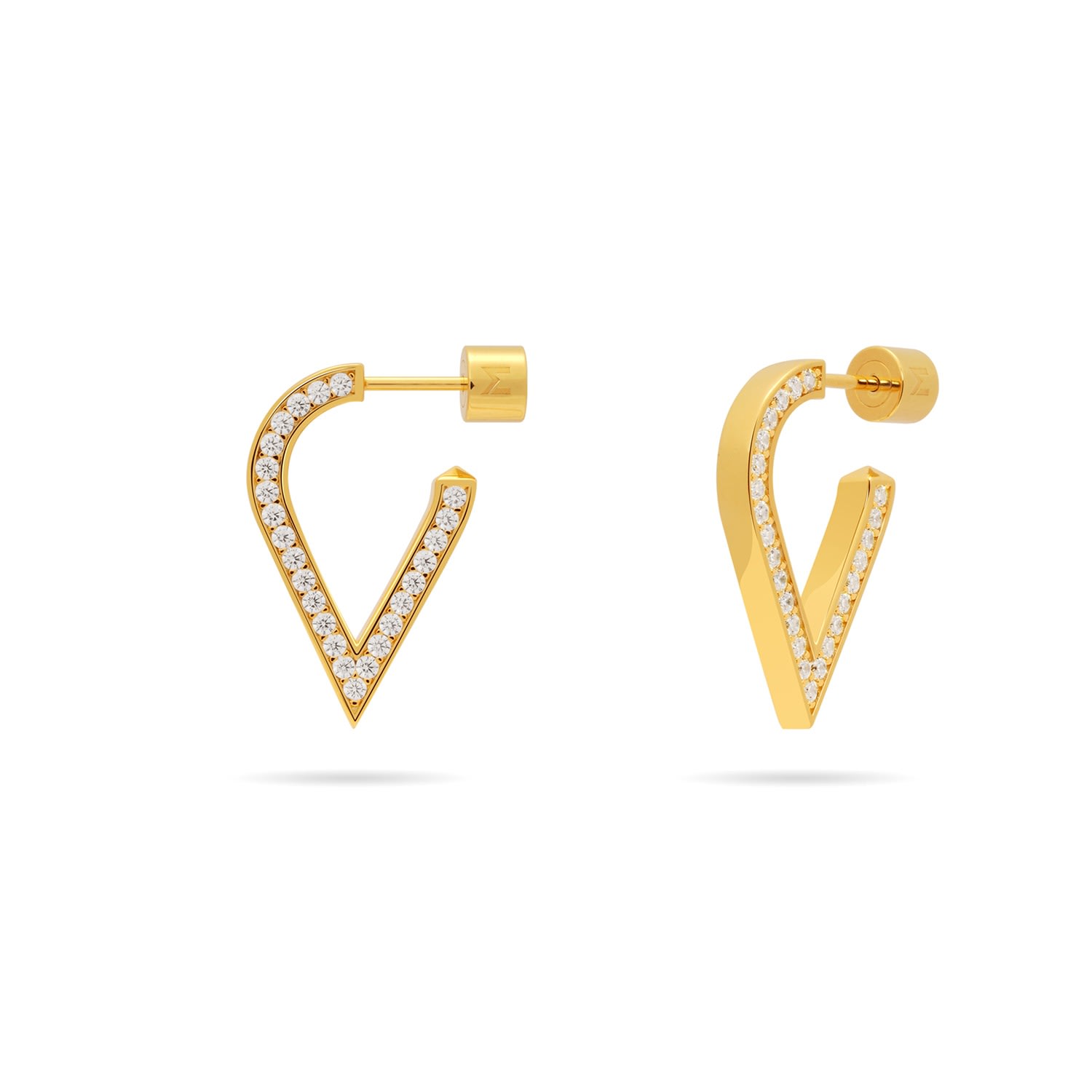 Meulien Women's Stylized Waterdrop Drop Earrings With Pave Cz - Gold