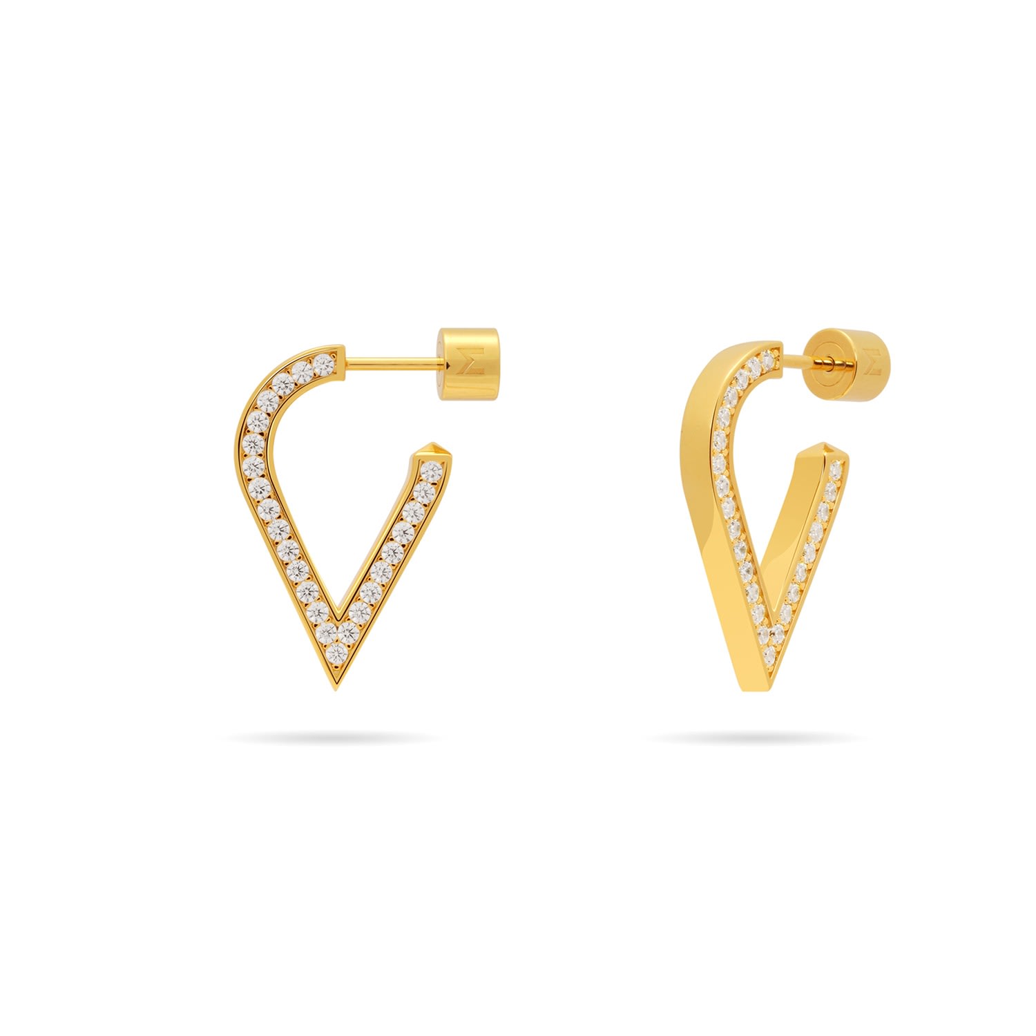 Women’s Stylized Waterdrop Drop Earrings With Pave Cz - Gold Meulien