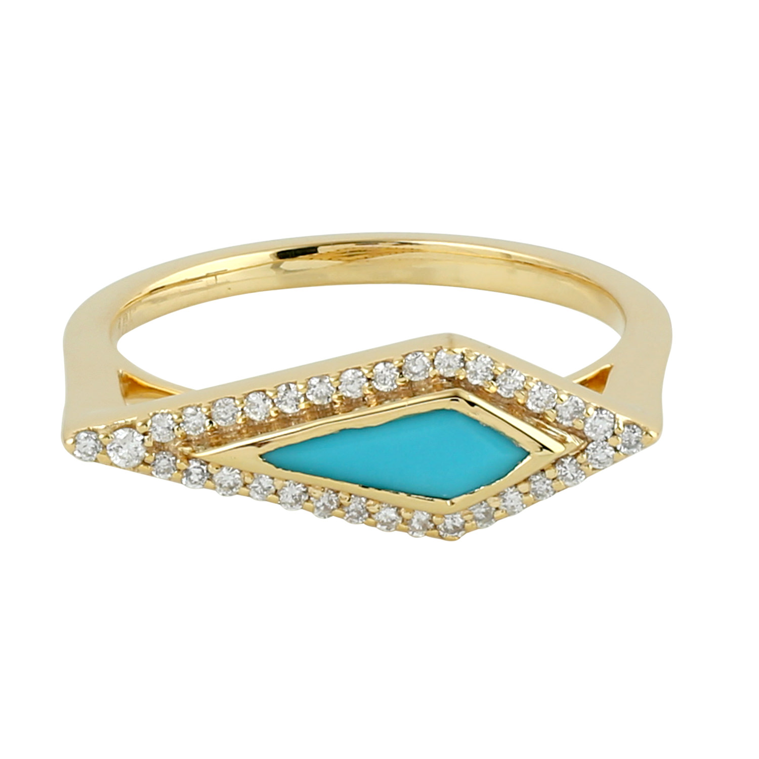 Women’s Blue / Gold / White 18K Yellow Gold In Pave Diamond & Marquise Shape Turquoise Designer Ring Artisan