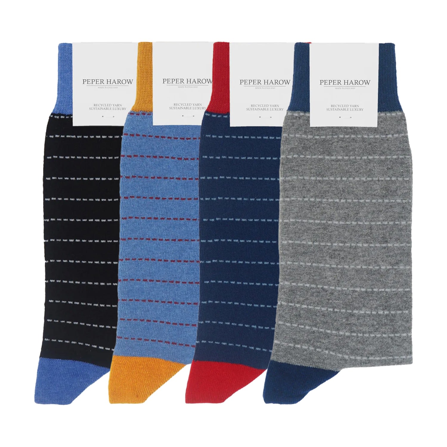 Peper Harow - Made In England Dash Men's Socks Bundle - Black, Blue, Navy & Grey In Black/blue/gray