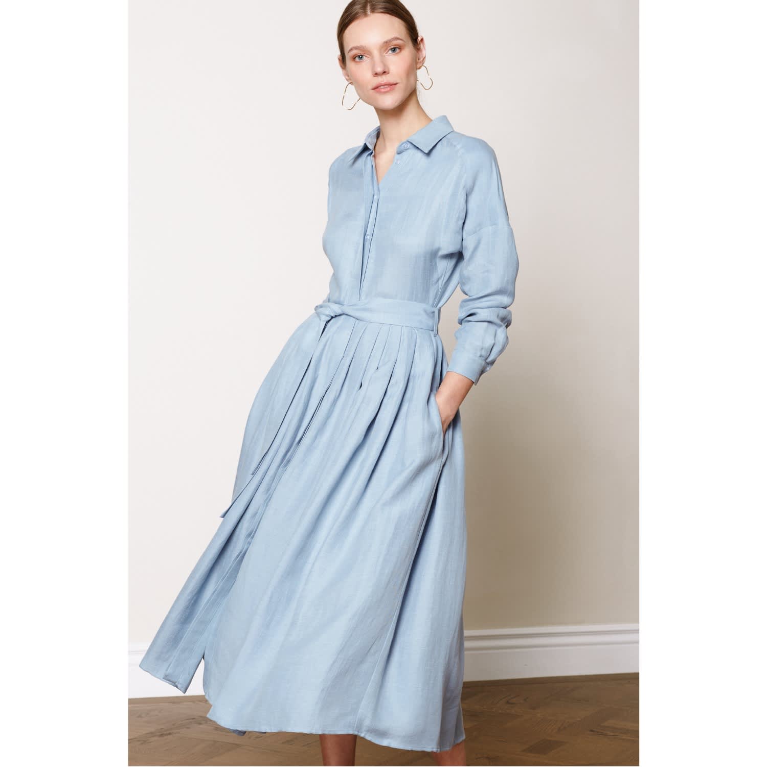 light blue linen dress