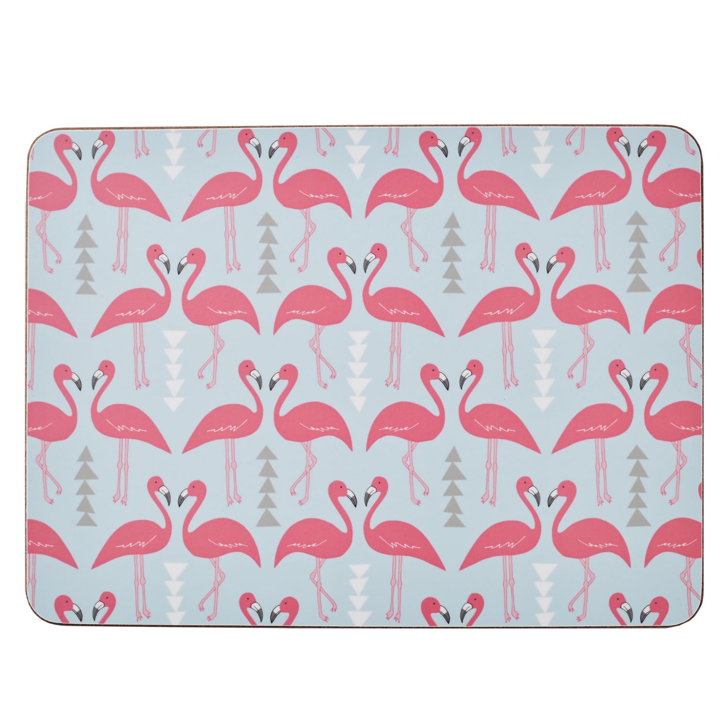 Rosa & Clara Designs Pink / Grey / Blue Flamingo Flourish Placemats Set Of Four Large In Multi