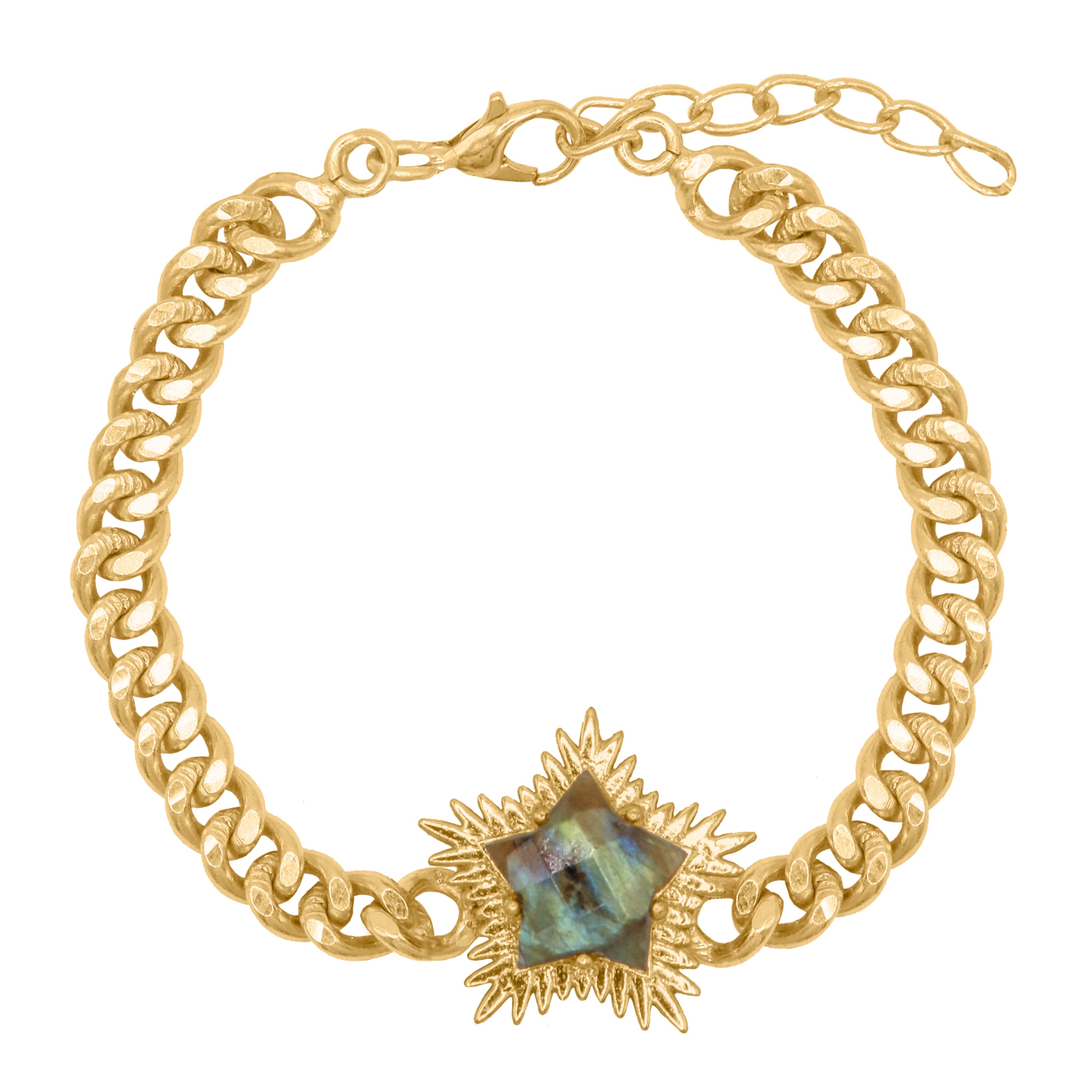 Luna Charles Women's Gold / Green Willa Labradorite Spiky Star Bracelet