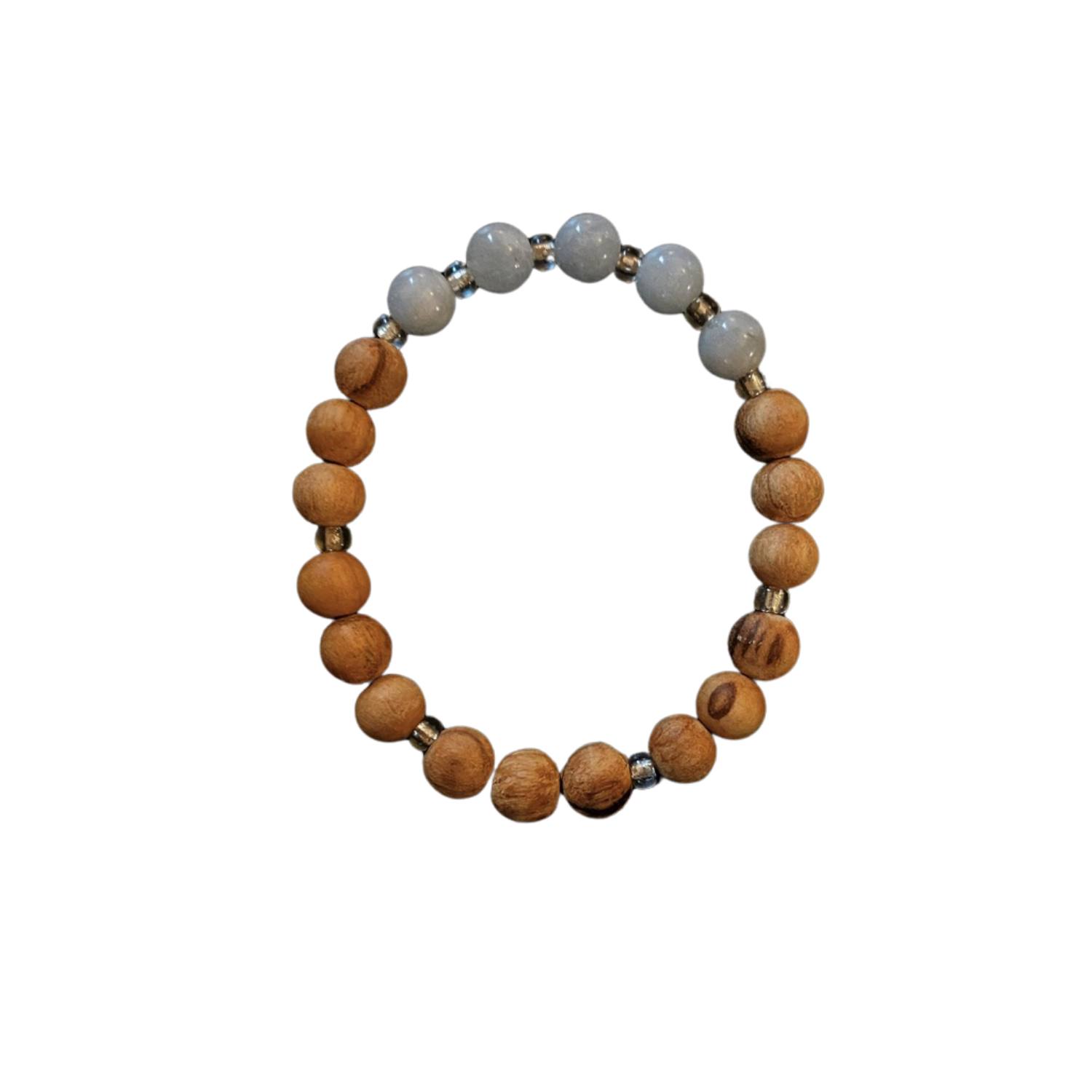 Lemuria Store Women's Neutrals / Grey Aquamarine Palo Santo Bracelet In Gray