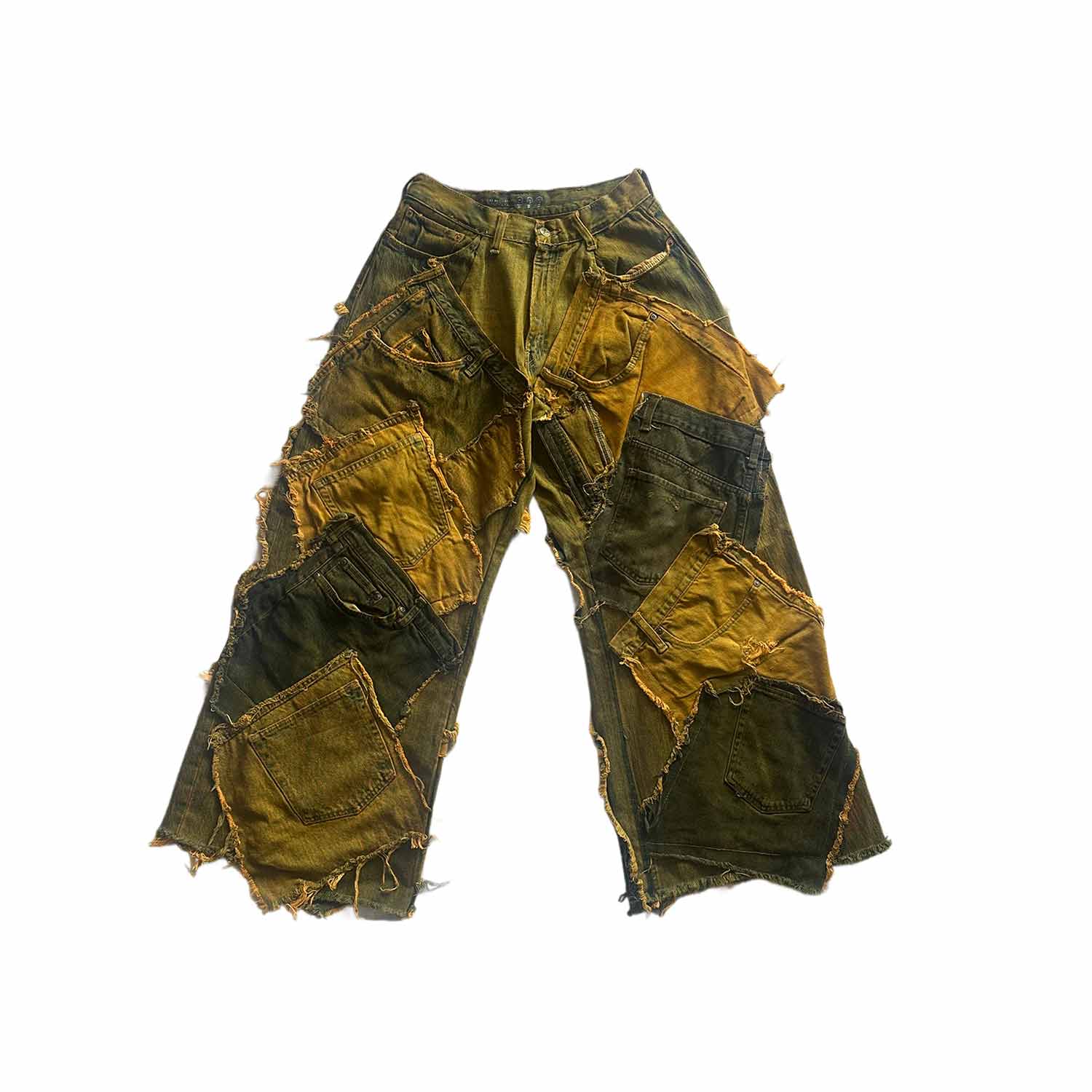 Zasta Studio Shred Couture Denim Jeans New B In Black/yellow