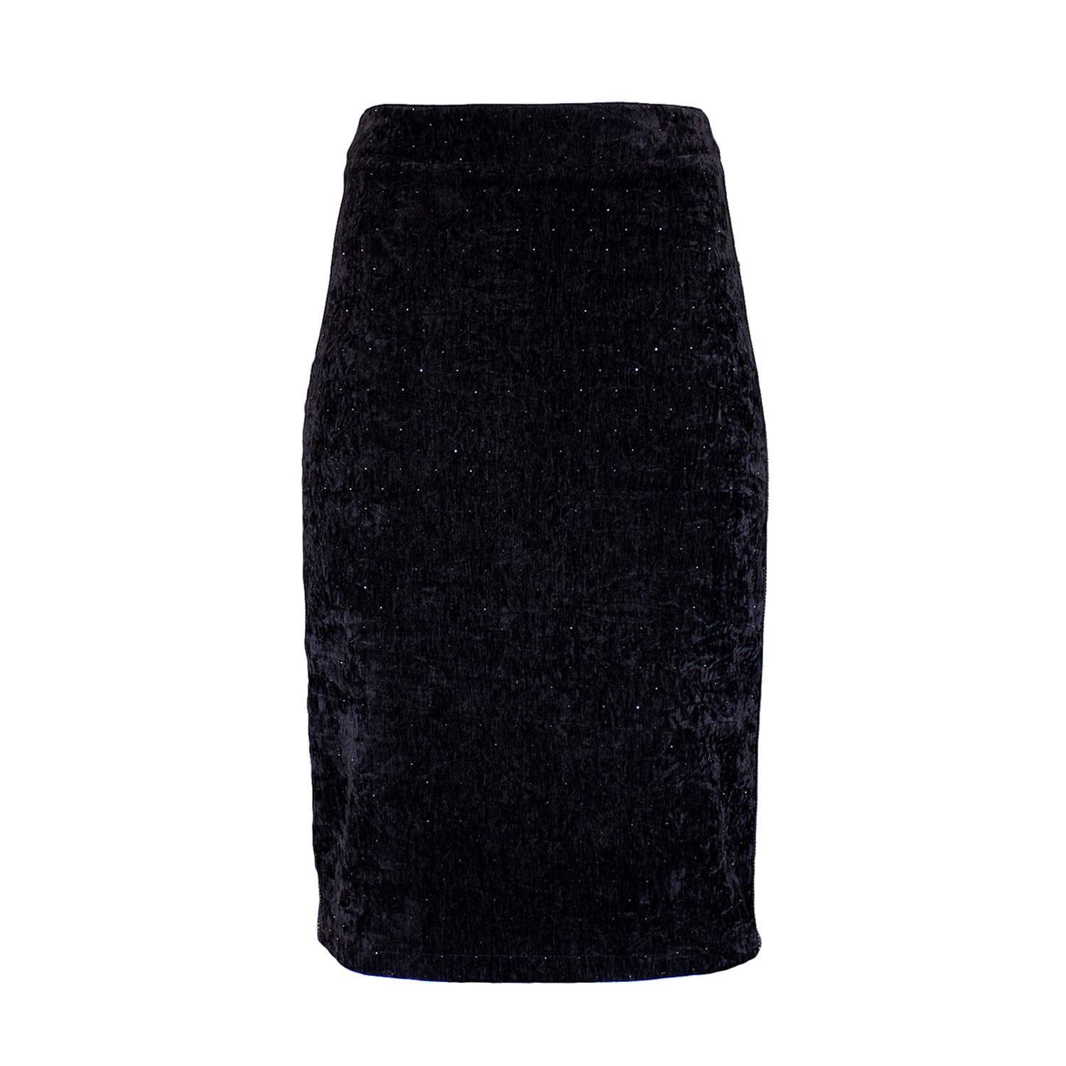 Lalipop Design Women's Black Velvet Pencil Skirt With Subtle Shimmer