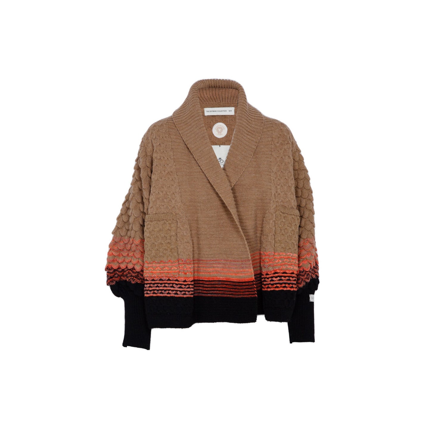 The Extreme Collection Women's Brown Alpaca And Merino Wool Oversized Chunky Knit Short Cardigan Simonetta In Camel