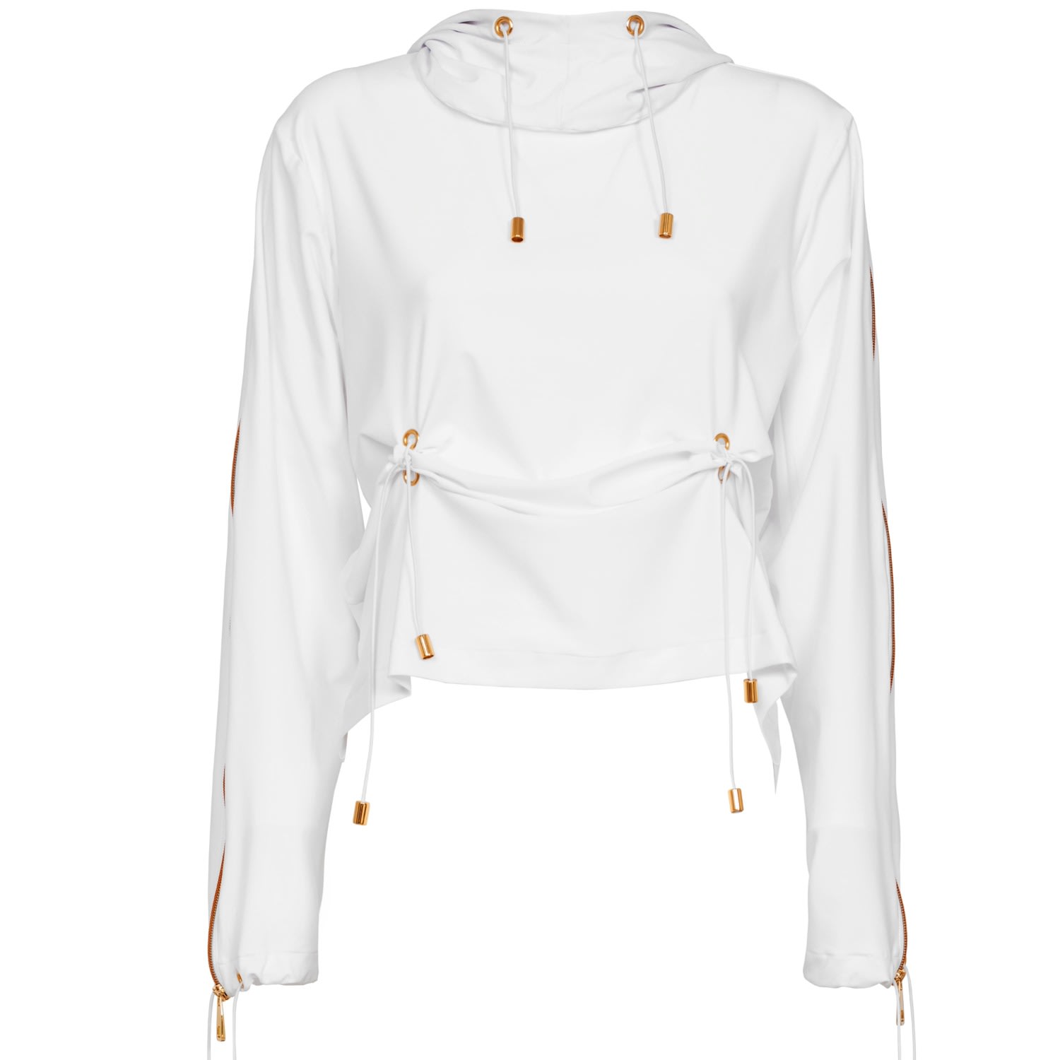 Women’s Hoodie With Golden Detail In White Extra Small Antoninias