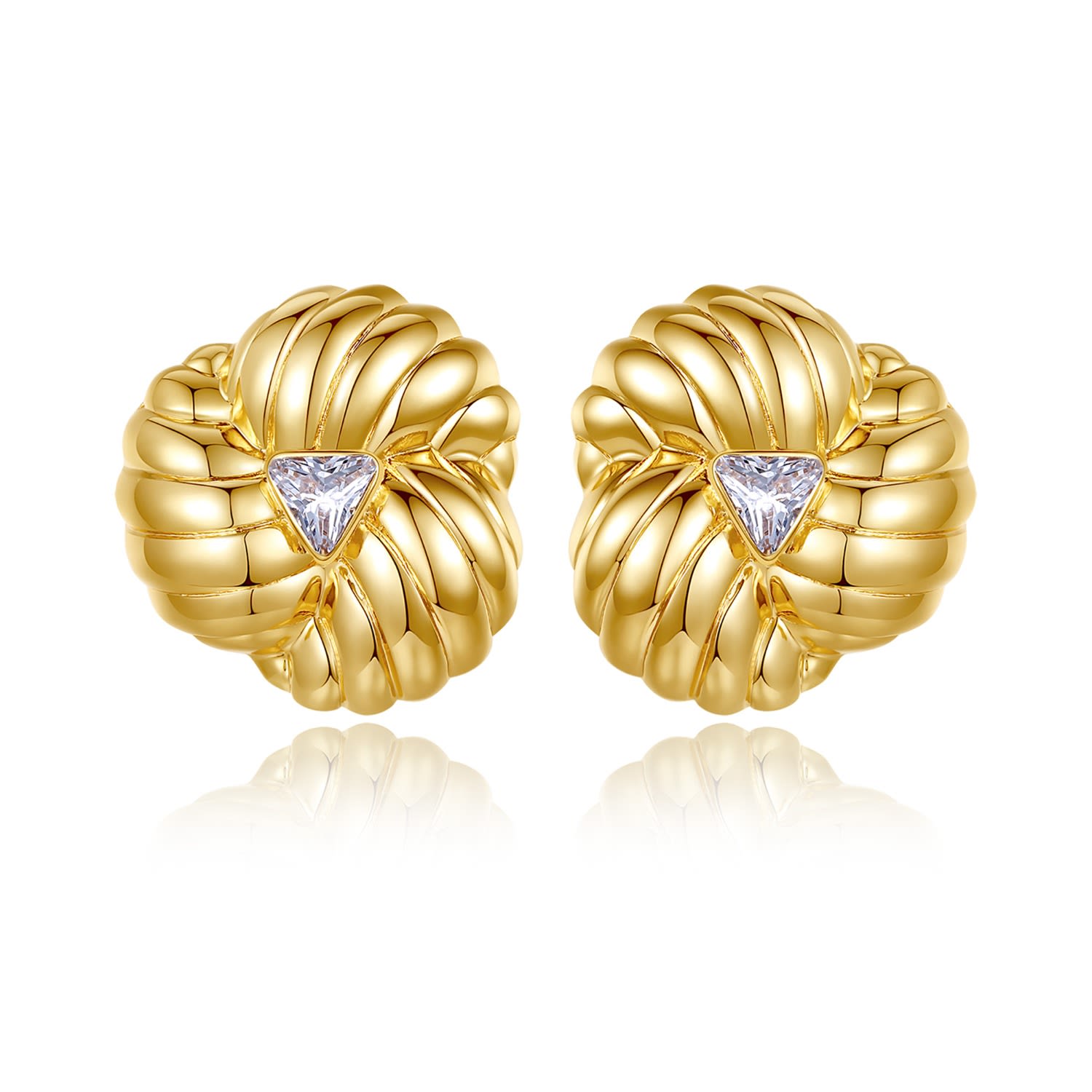 Shop Classicharms Women's Gold Clover Stud Earrings