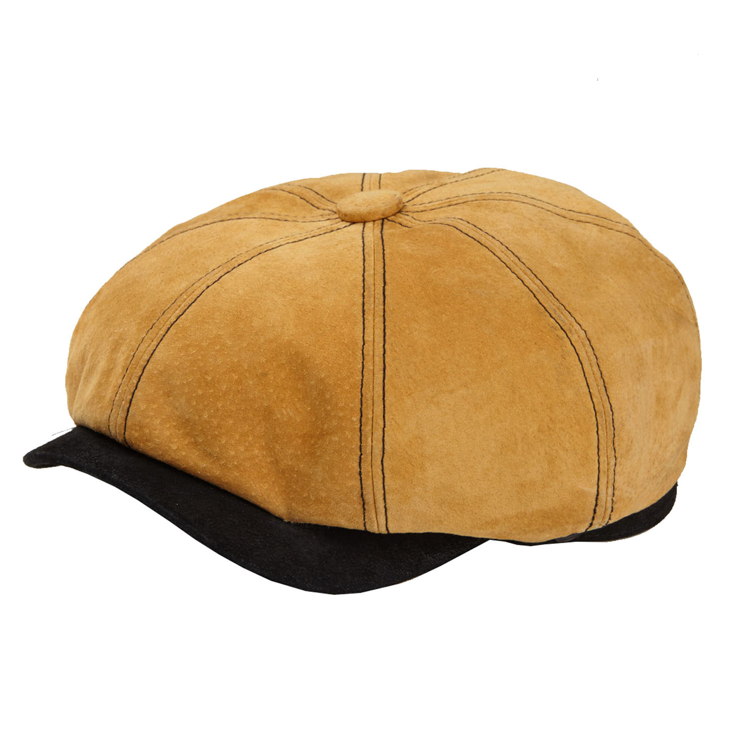 Dasmarca Hats Yellow / Orange Oliver Honey Leather Bakerboy Newsboy Peaky Cap For Men