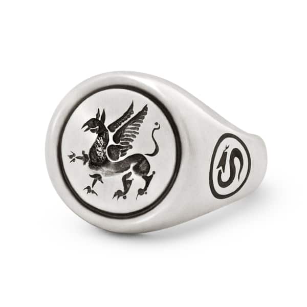 Snake Bones Griffin Signet Ring In Sterling Silver