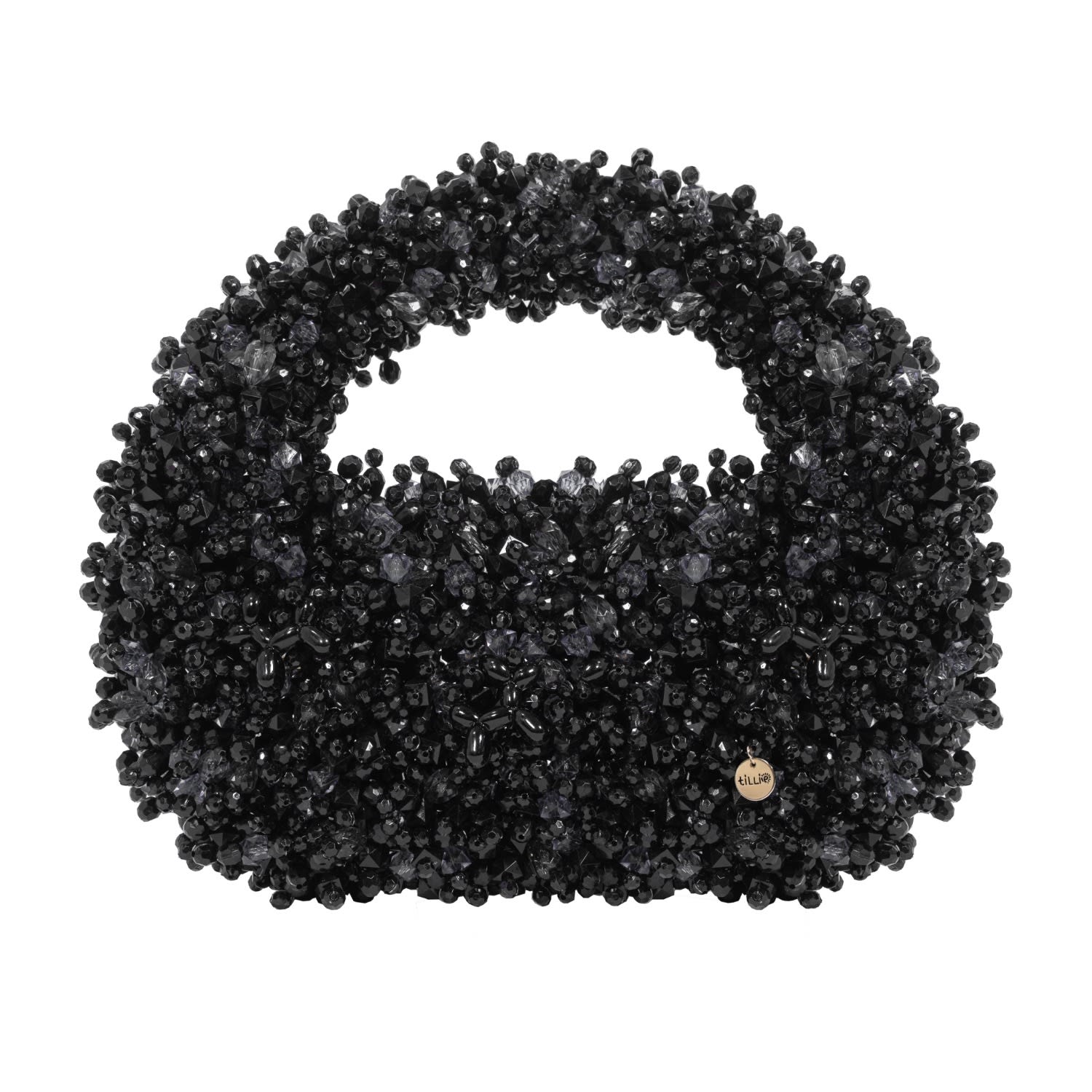 Tillie Beads Women's Puppy Charm Black Acrylic Bead Fluffy Round-handled Bag