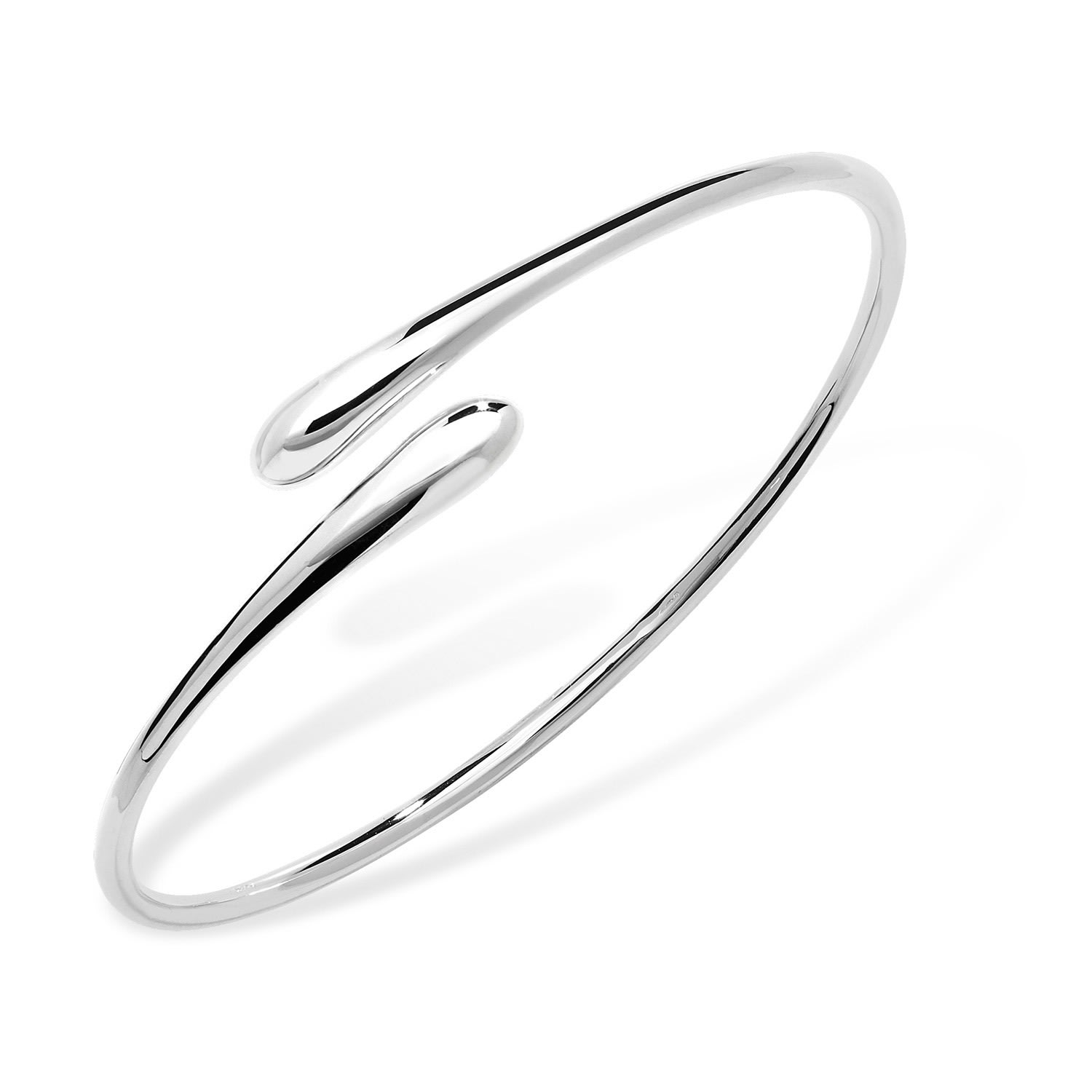 Lucy Quartermaine Women's Sterling Silver Cross Open Drop Bangle In Metallic