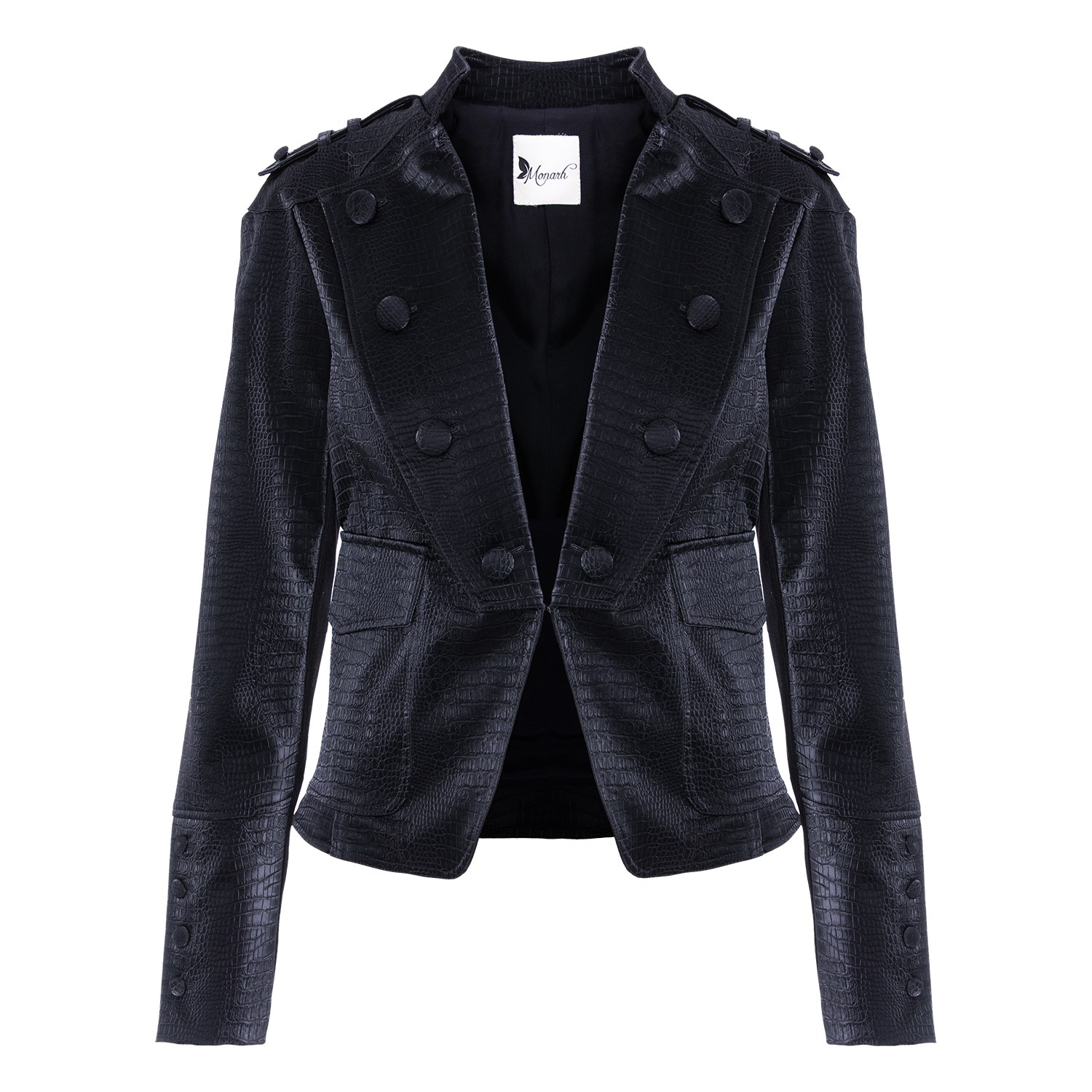 Monarh Women's Black Jacket-style Blazer With Buttons And Lapel In Black