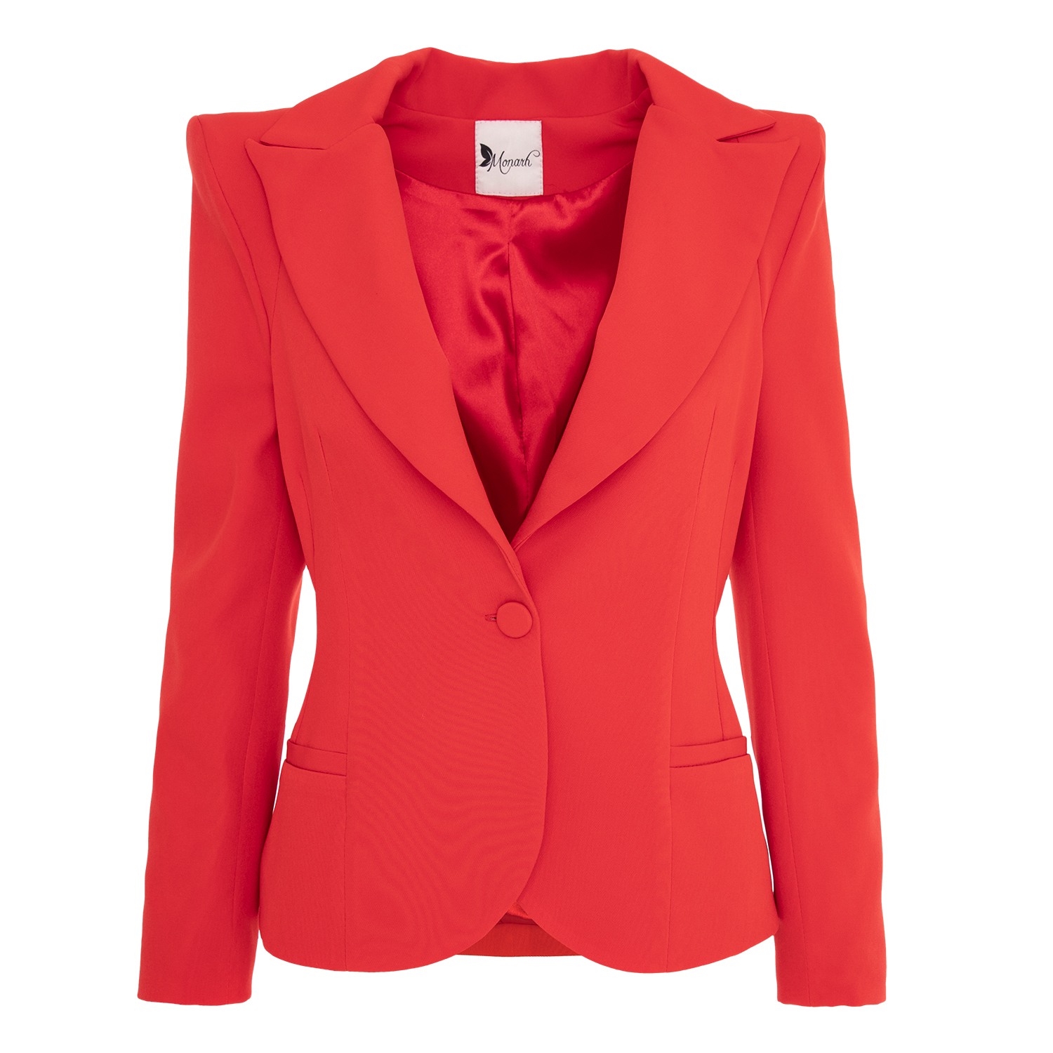 Monarh Women's Red Blazer With Shoulder Pads In Red