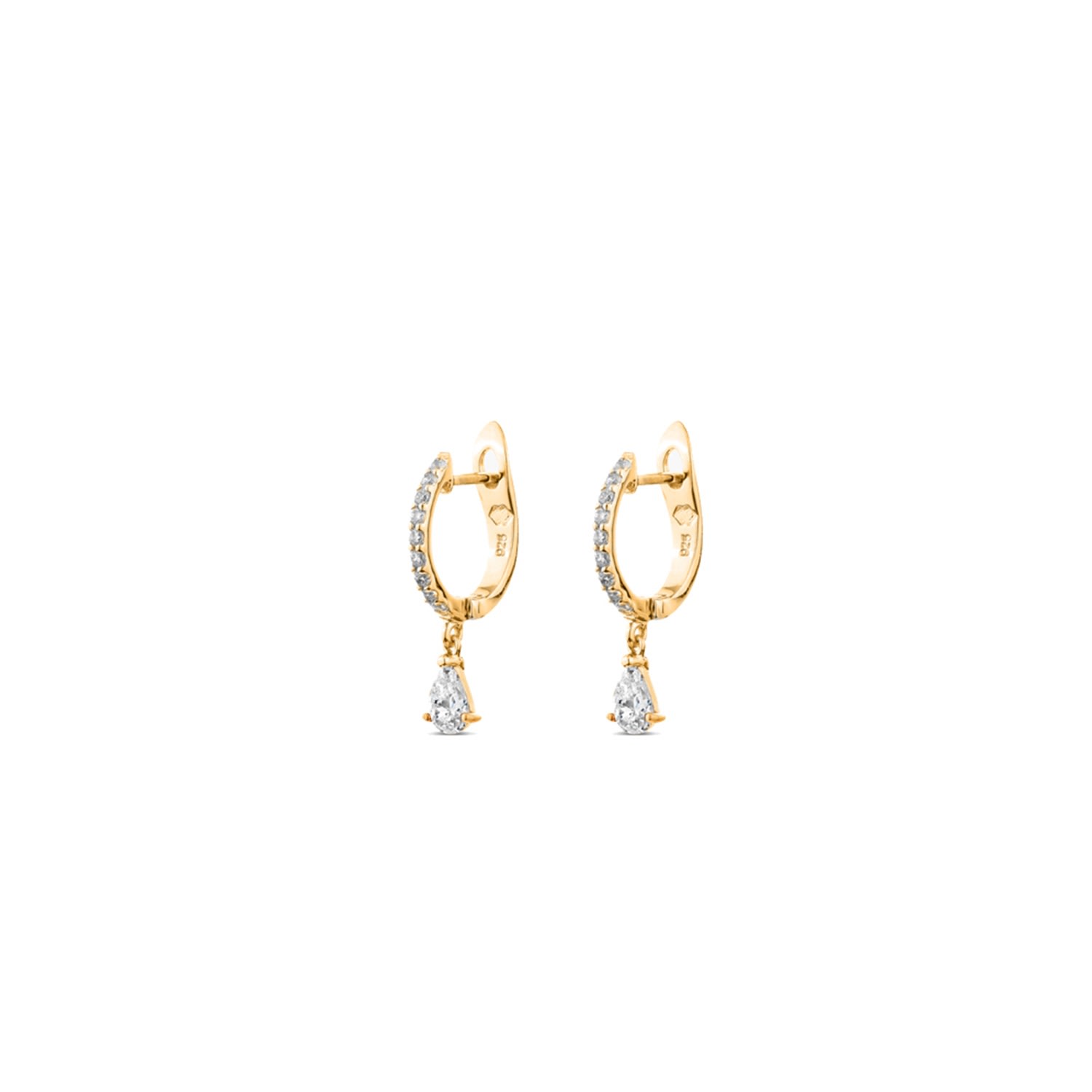 Sally Skoufis Women's Gold / White Pure Drop Huggie With Man Made White Cz Diamond Stimulant In Sterling Silver &  In Multi