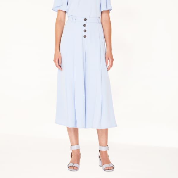 Paisie Culottes With Pleated Front & Button Details With Self Belt In ...