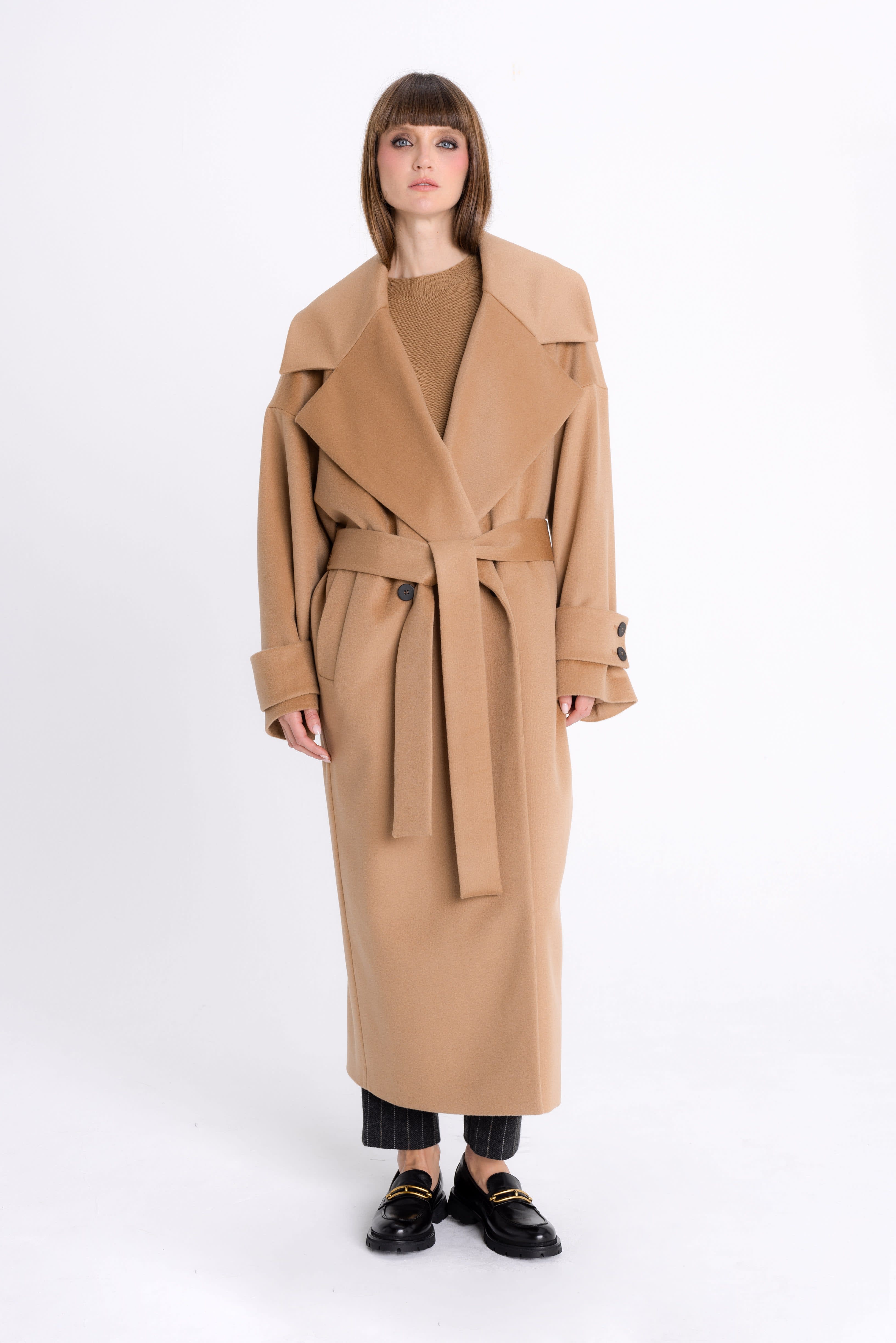 Belted Oversized Camel Coat | InAvati | Wolf & Badger