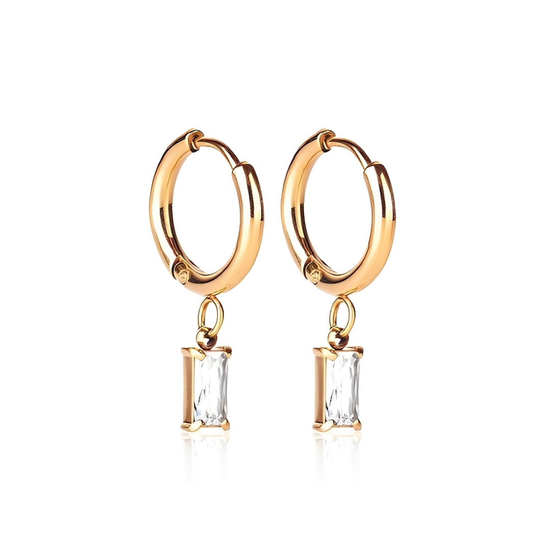 Ever Jewellery Women's Luxe Gold Crystal Drop Huggie Earrings In Gold