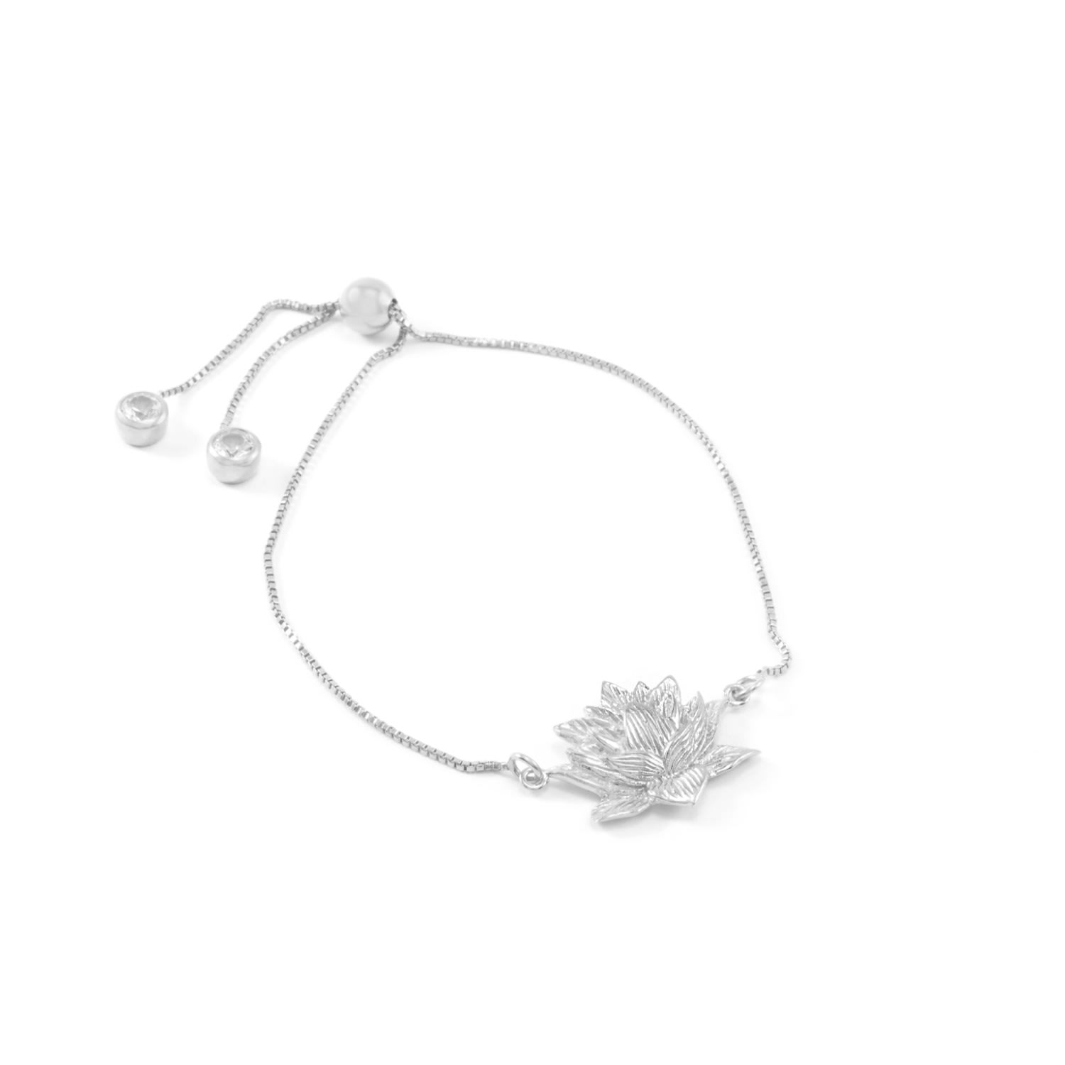 Seven Saints Women's Silver Awakened Lotus Bracelet, White Rhodium In Metallic