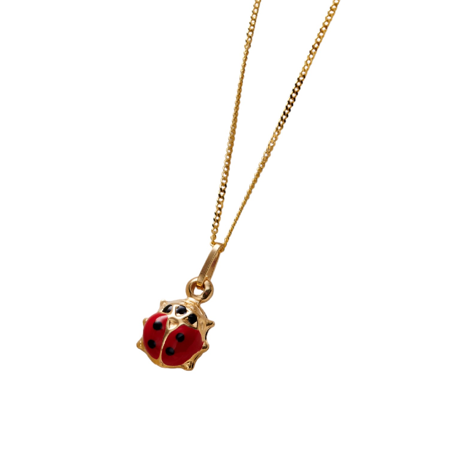 Gold Enamel Ladybird Charm Necklace Posh Totty Designs