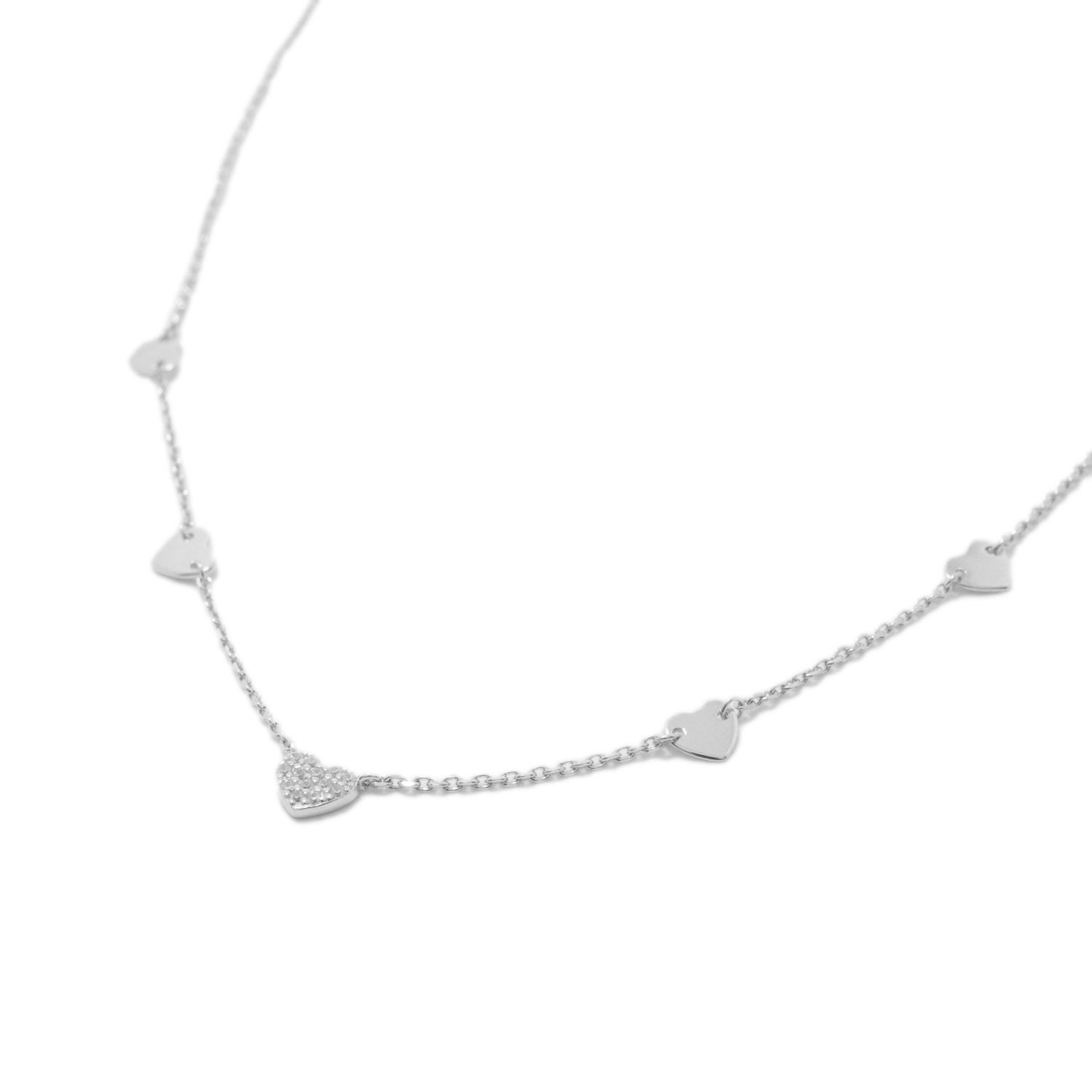 Frida & Florence Women's Waltz Of Hearts Silver Necklace In Gray