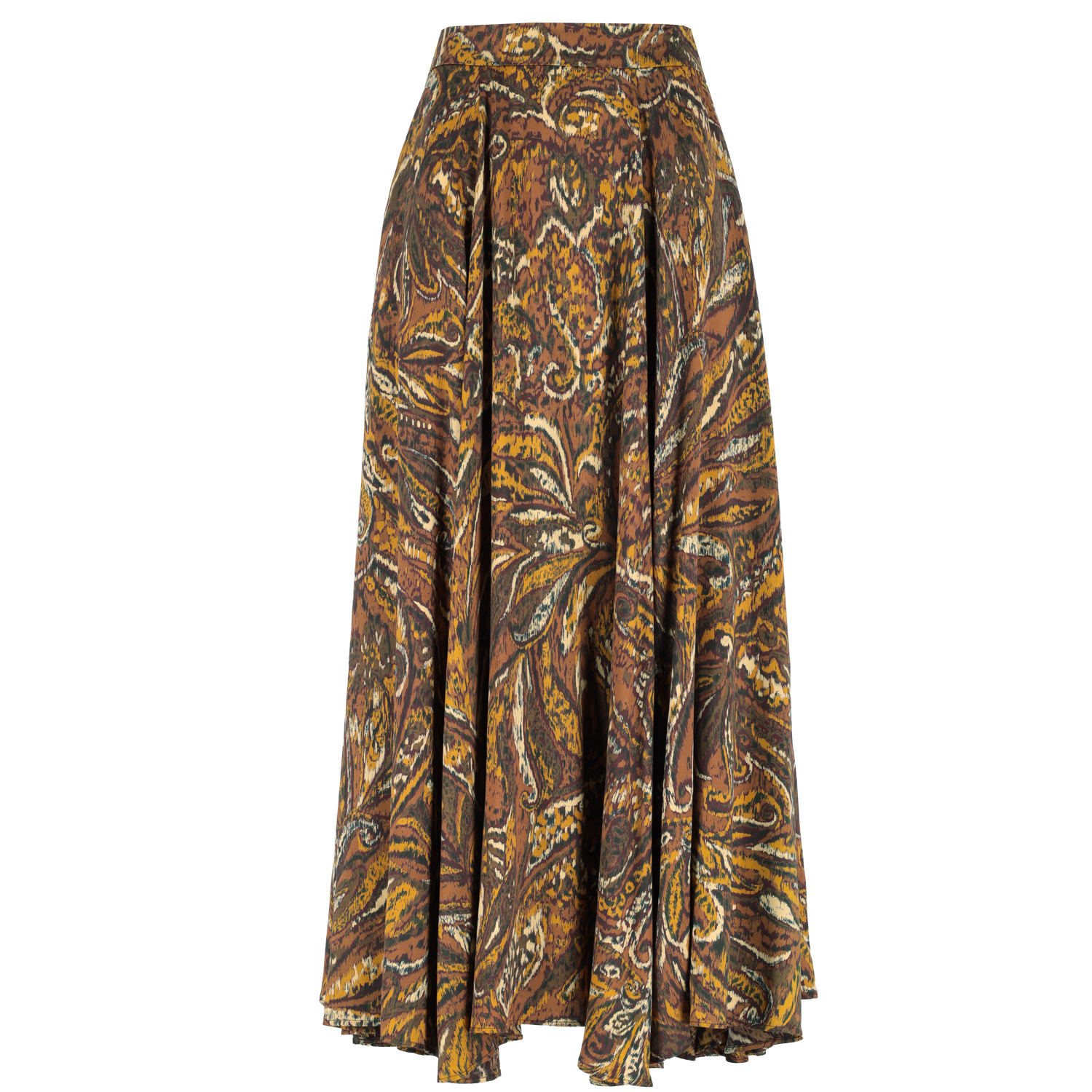 Teodora Milano Women's Gold / Brown Taormina Silk Long Skirt Gold