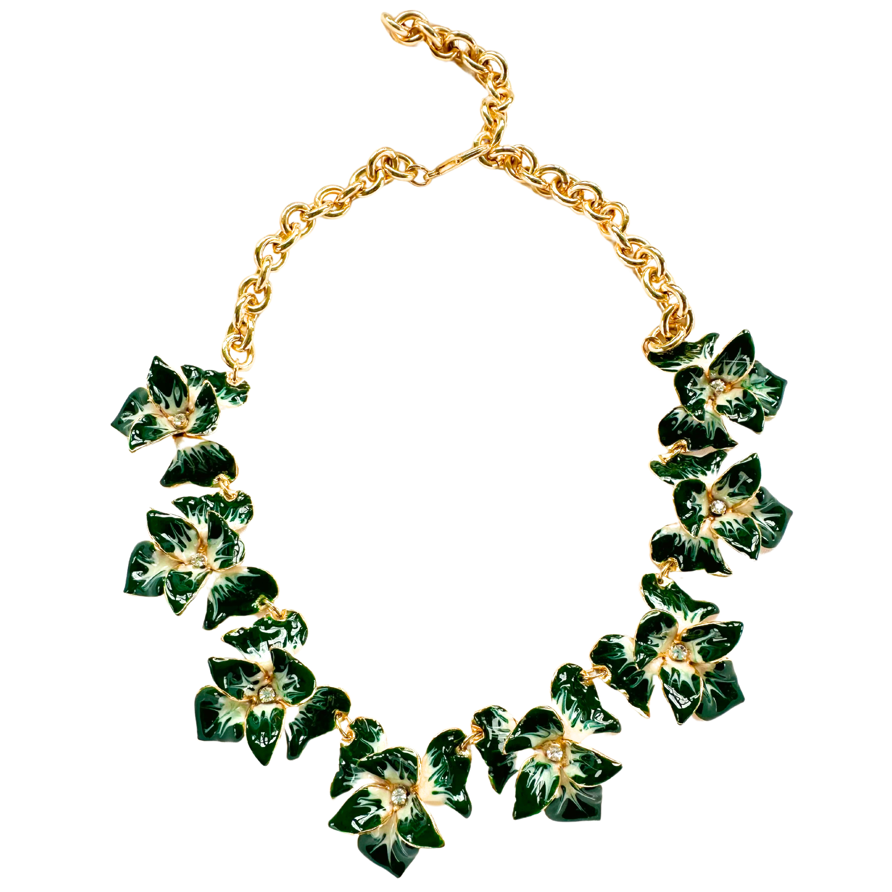 The Pink Reef Women's Green Orchid Necklace In Emerald
