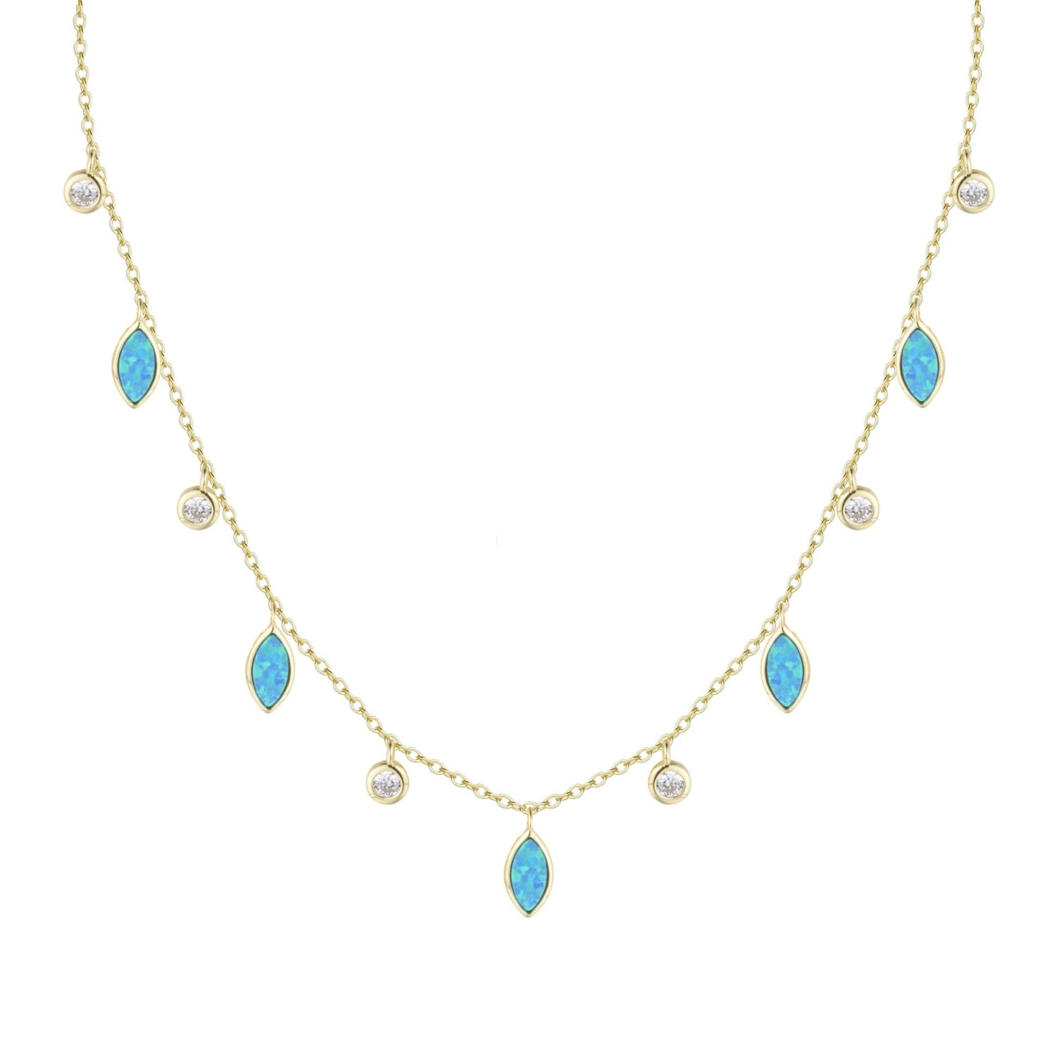 Women’s Opal Drops Of Spring Necklace - Blue Kamaria