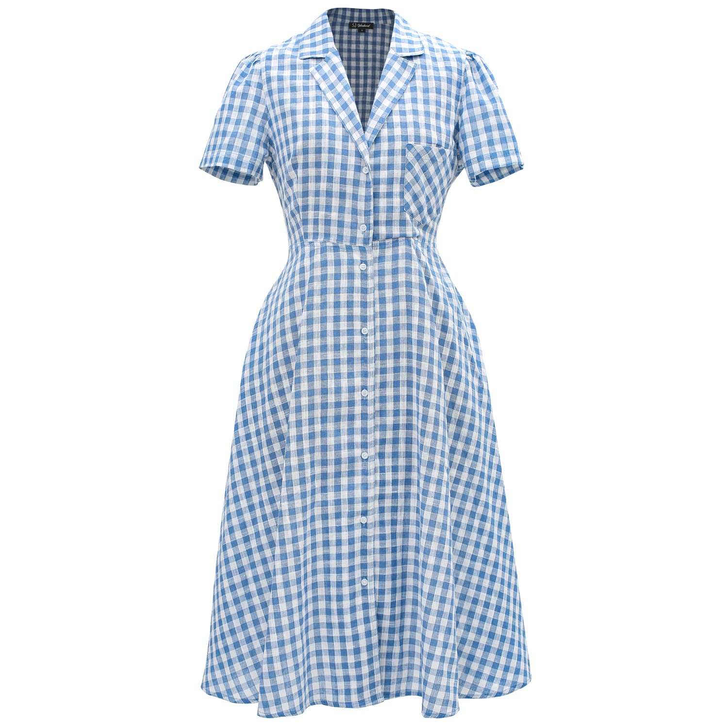 Women’s Blue Retro Shirt Dress With Checked Print Extra Small Smart and Joy