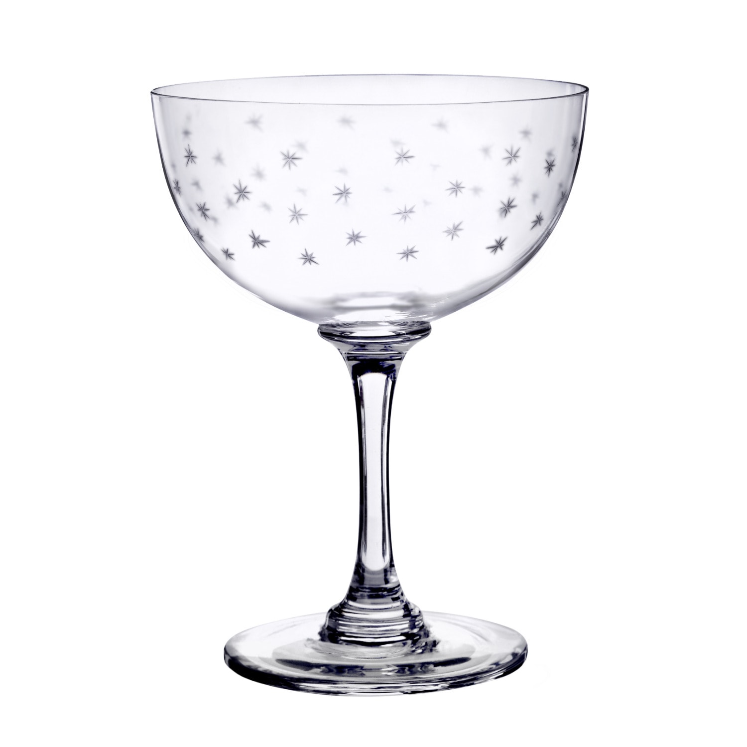 Six Hand-Engraved Crystal Champagne Saucers With Stars Design The Vintage List