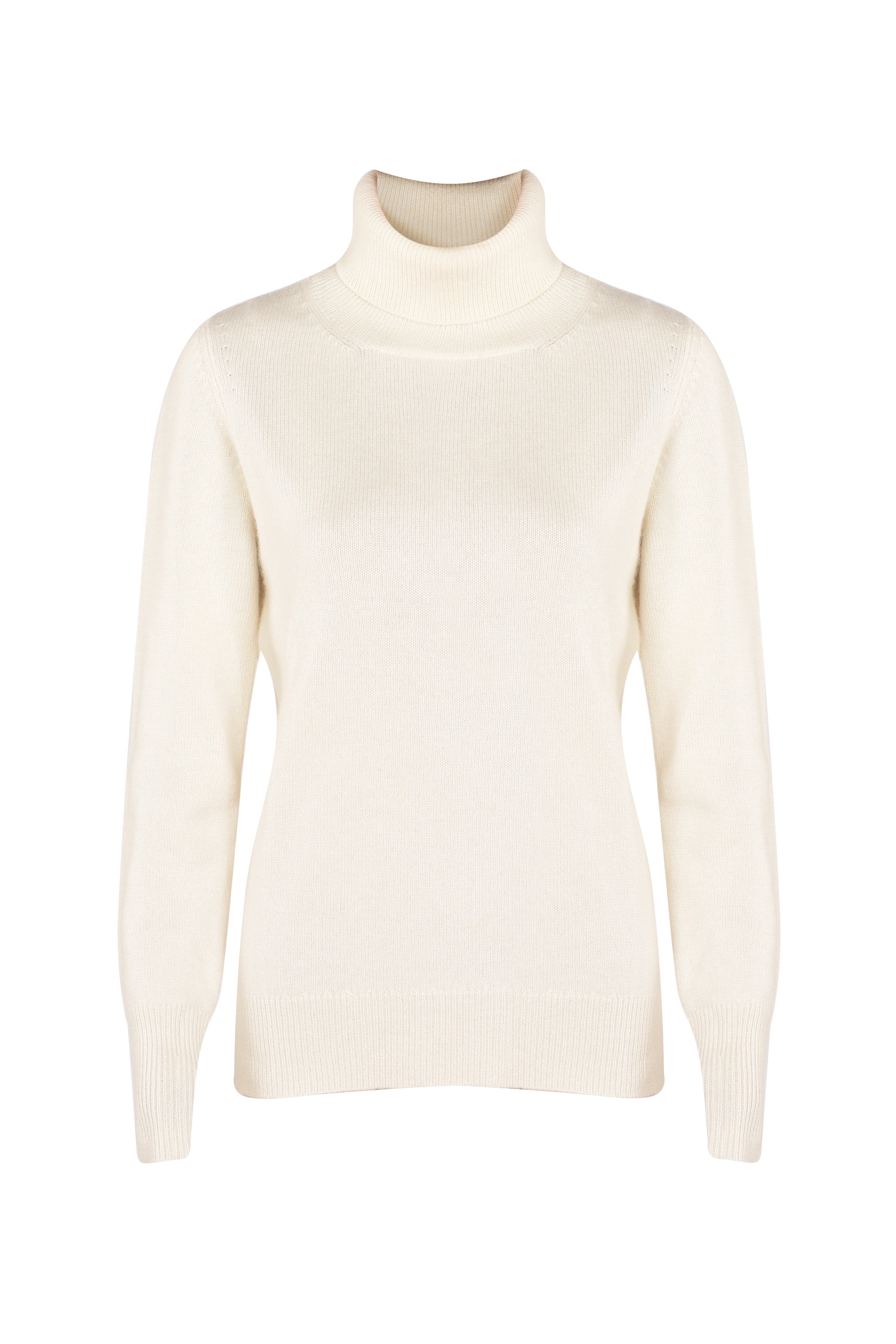 Justlove Women's Cashmere Classic Turtleneck Off-white In White