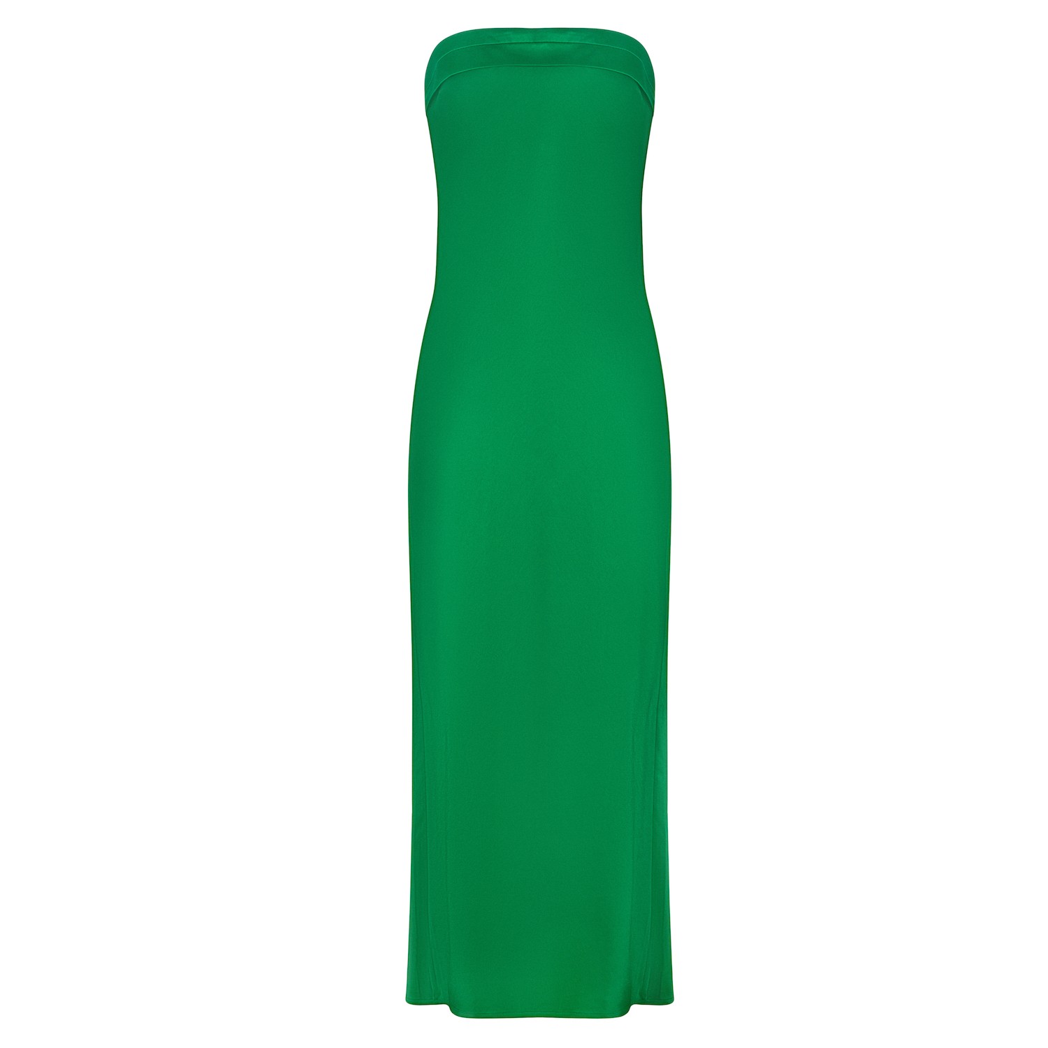 Urban Touch Women's Strapless Folded Bust Satin Maxi Dress Green In Green