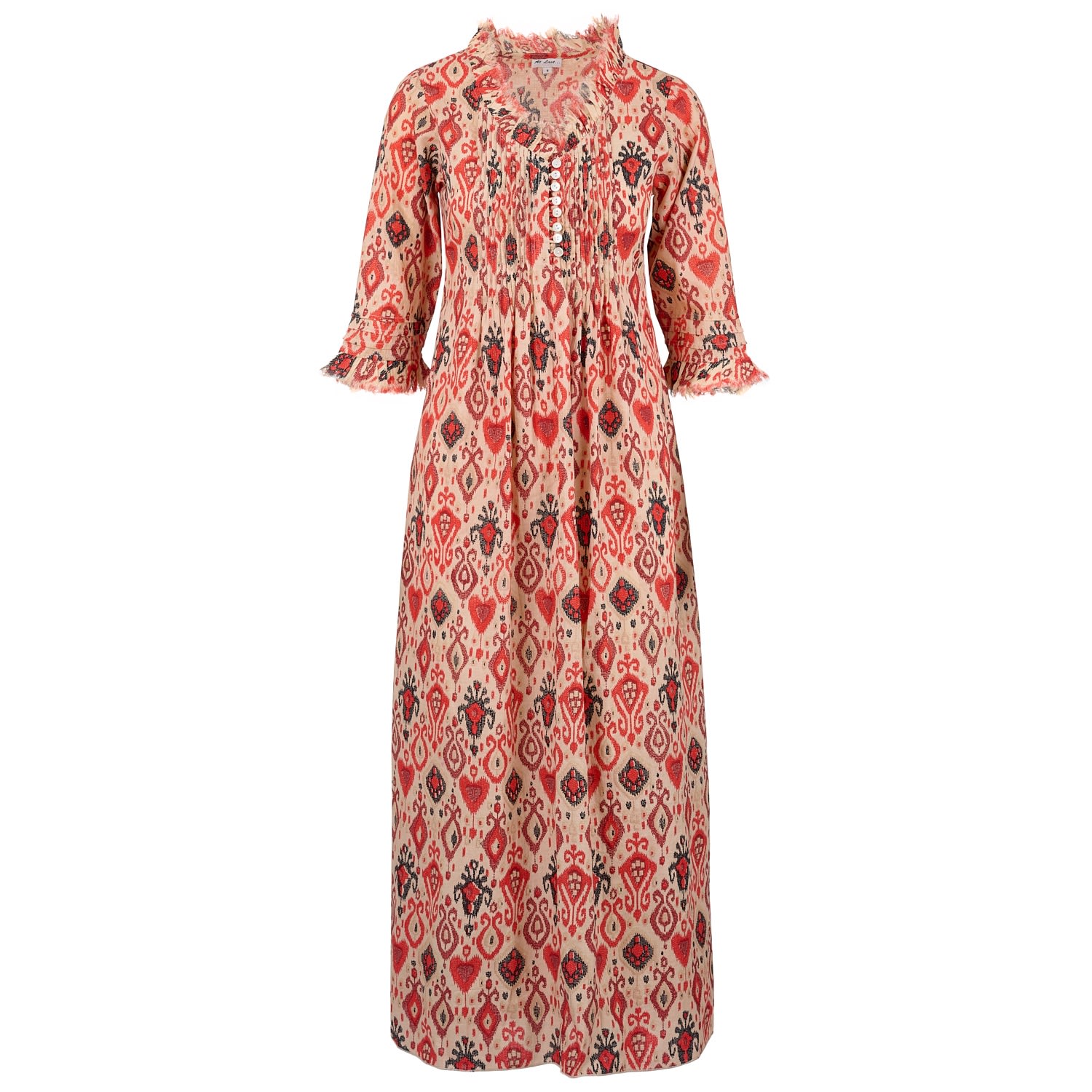 Women’s Brown Cotton Annabel Maxi Dress In Latte Ikat Extra Large At Last...