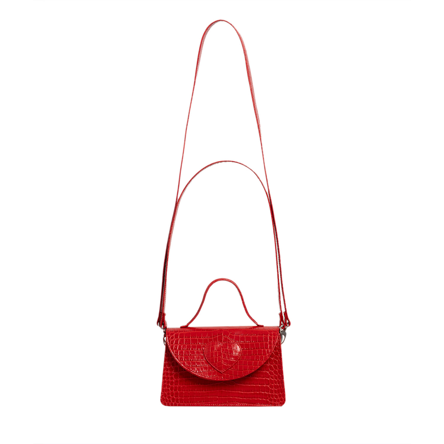 Laura Olaru Women's Amelie Red Croco Leather Bag With Heart Attached