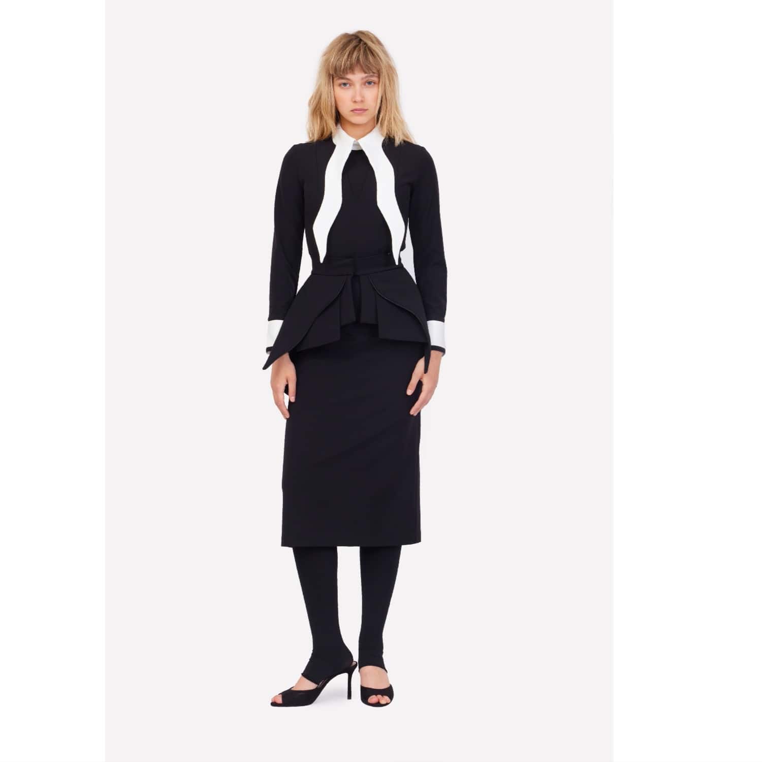 Evening Peplum Belted Dress Black - Two-Piece Set | Julia Allert