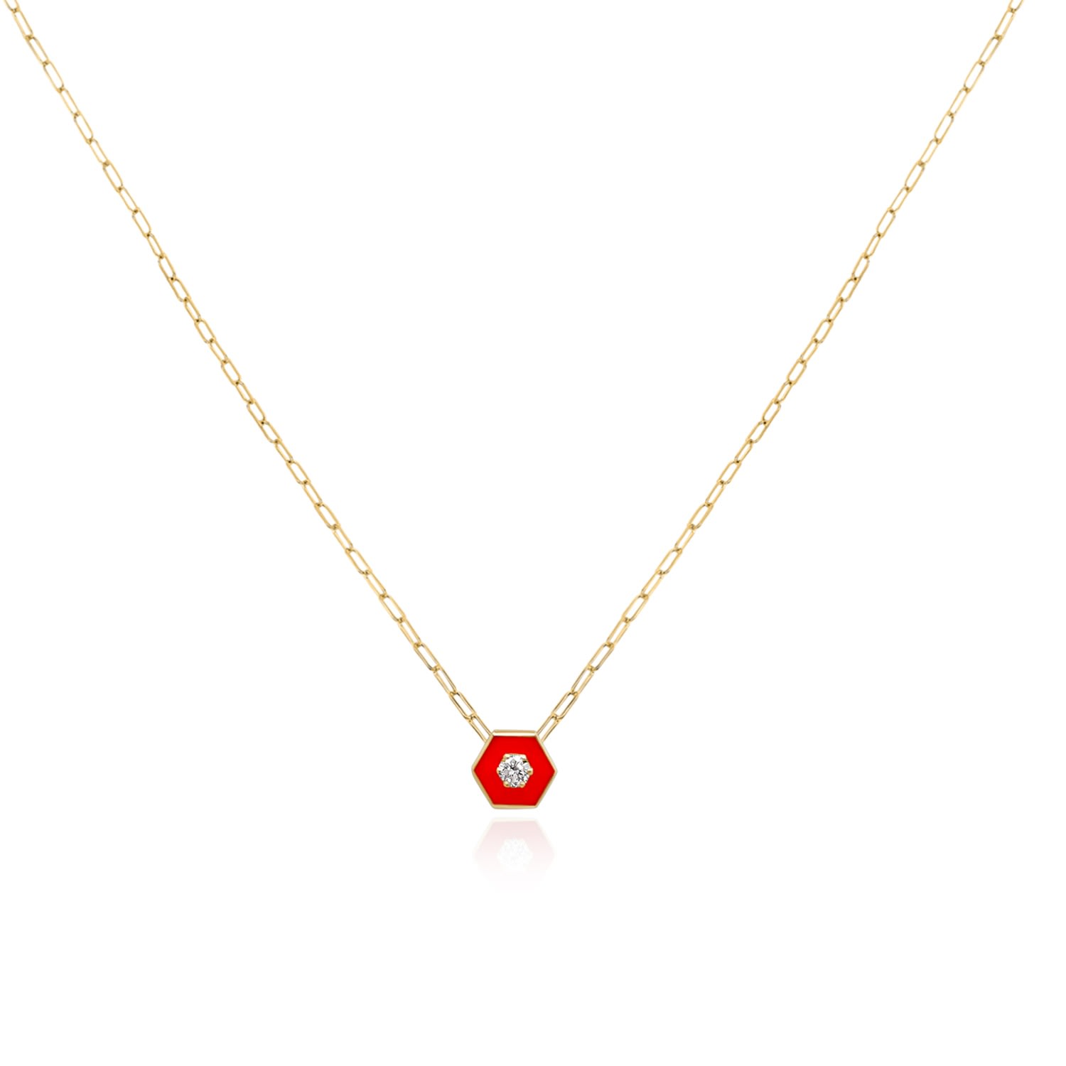 Women’s Yellow / Orange / Gold "Confetti" Natural Diamond & Orange Enamel Hexagon Necklace In Solid Gold Jalpa Pandit