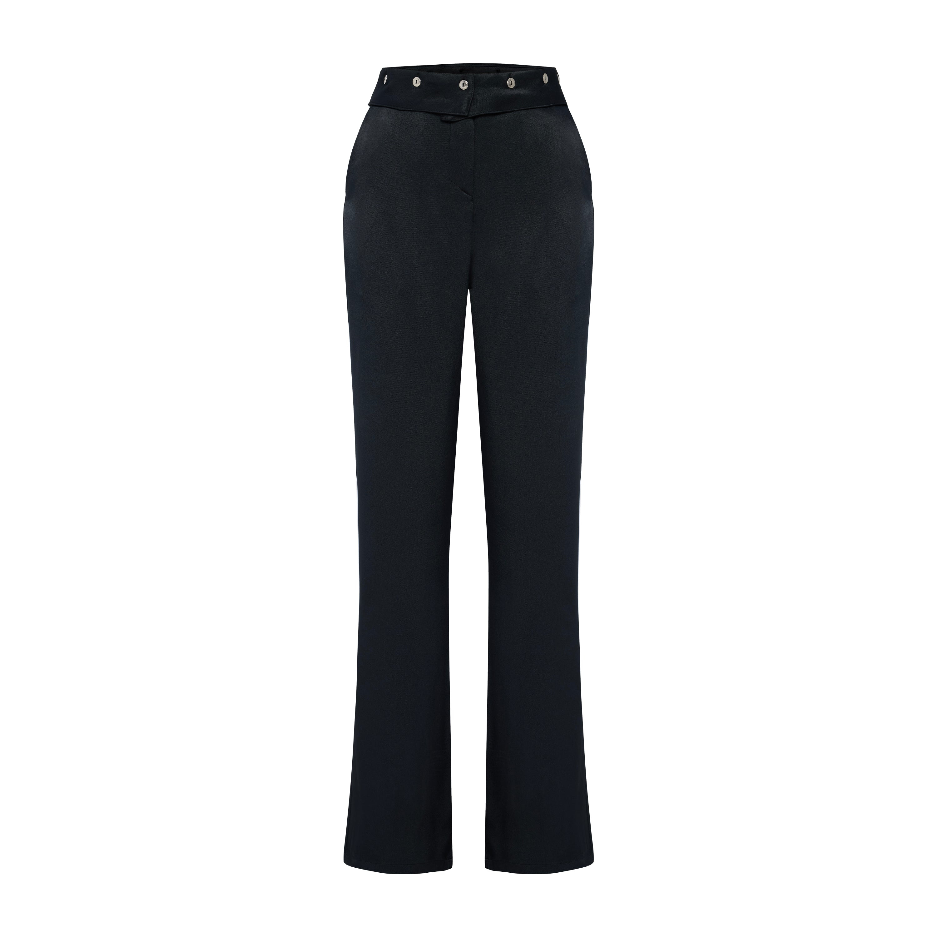 Pcfg Women's Woven Pant With Metal Button - Jet Black In Black
