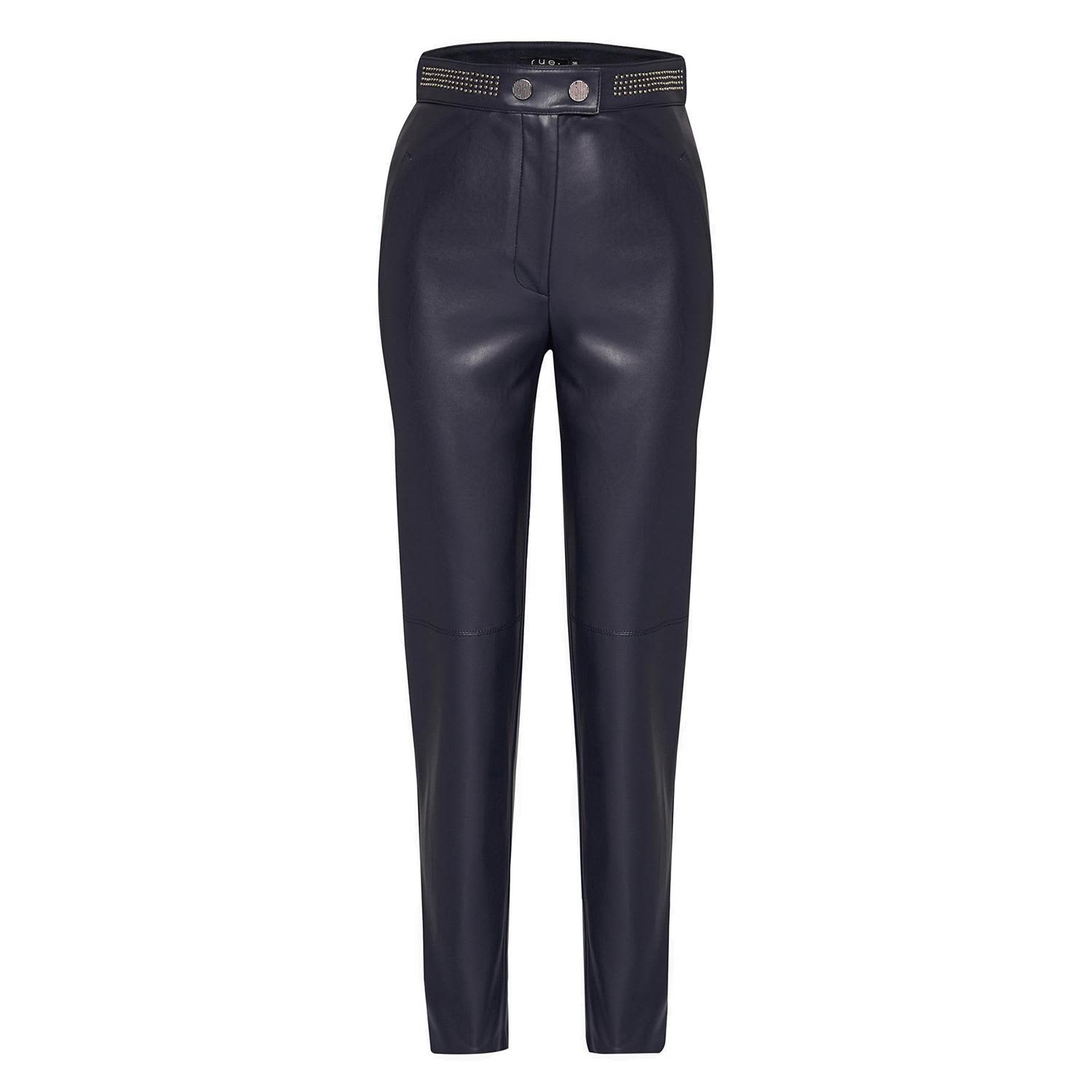 Navy faux leather pants discount