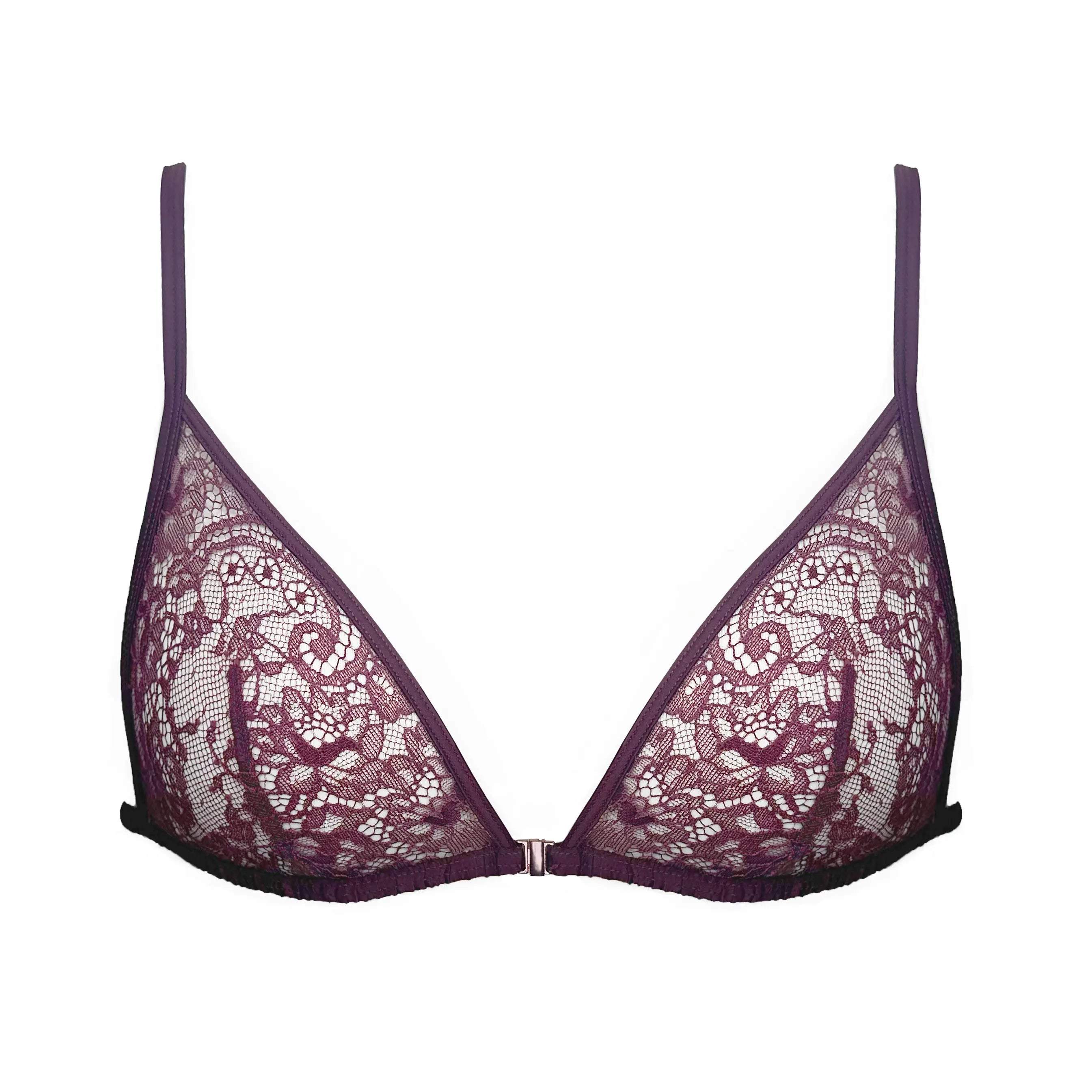 Monique Morin Lingerie Women's Pink / Purple Moonstruck Triangle Bralette Velvet In Pink/purple