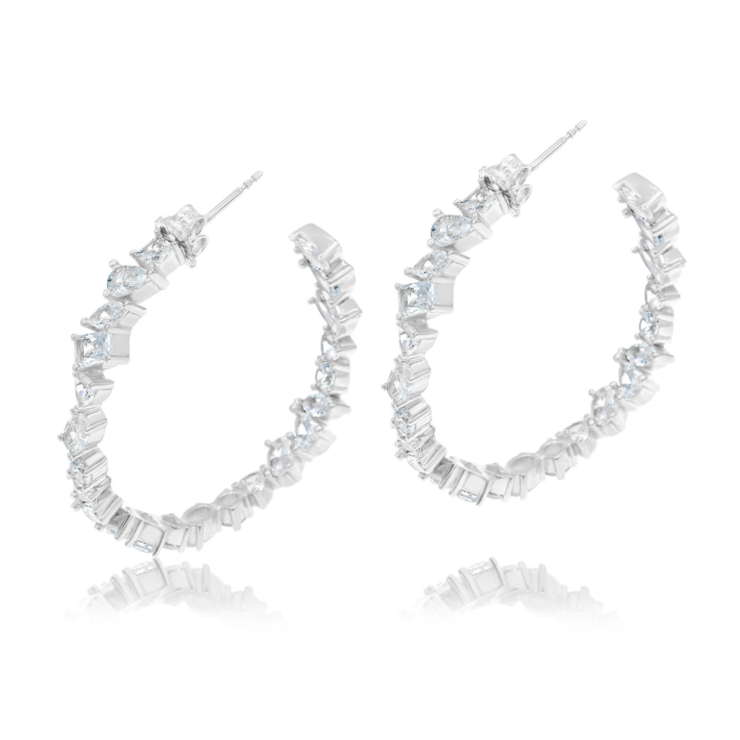 Shymi Women's Multi Shape Hoop Earrings - Silver