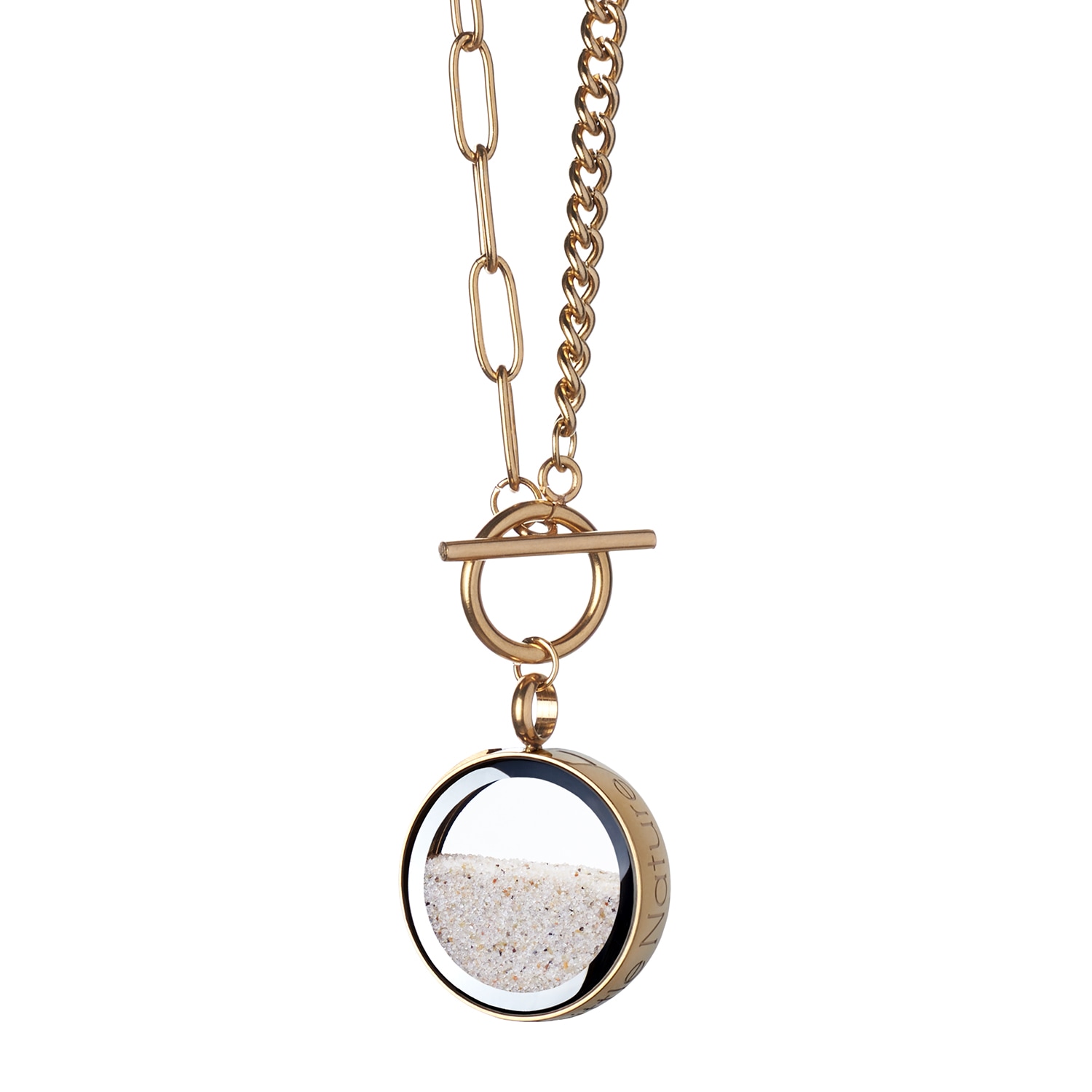 My Little Nature Women's Gold / Brown Gold-plated Statement Necklace With Real Beach Sand – Handmade Nature Jewelry, 