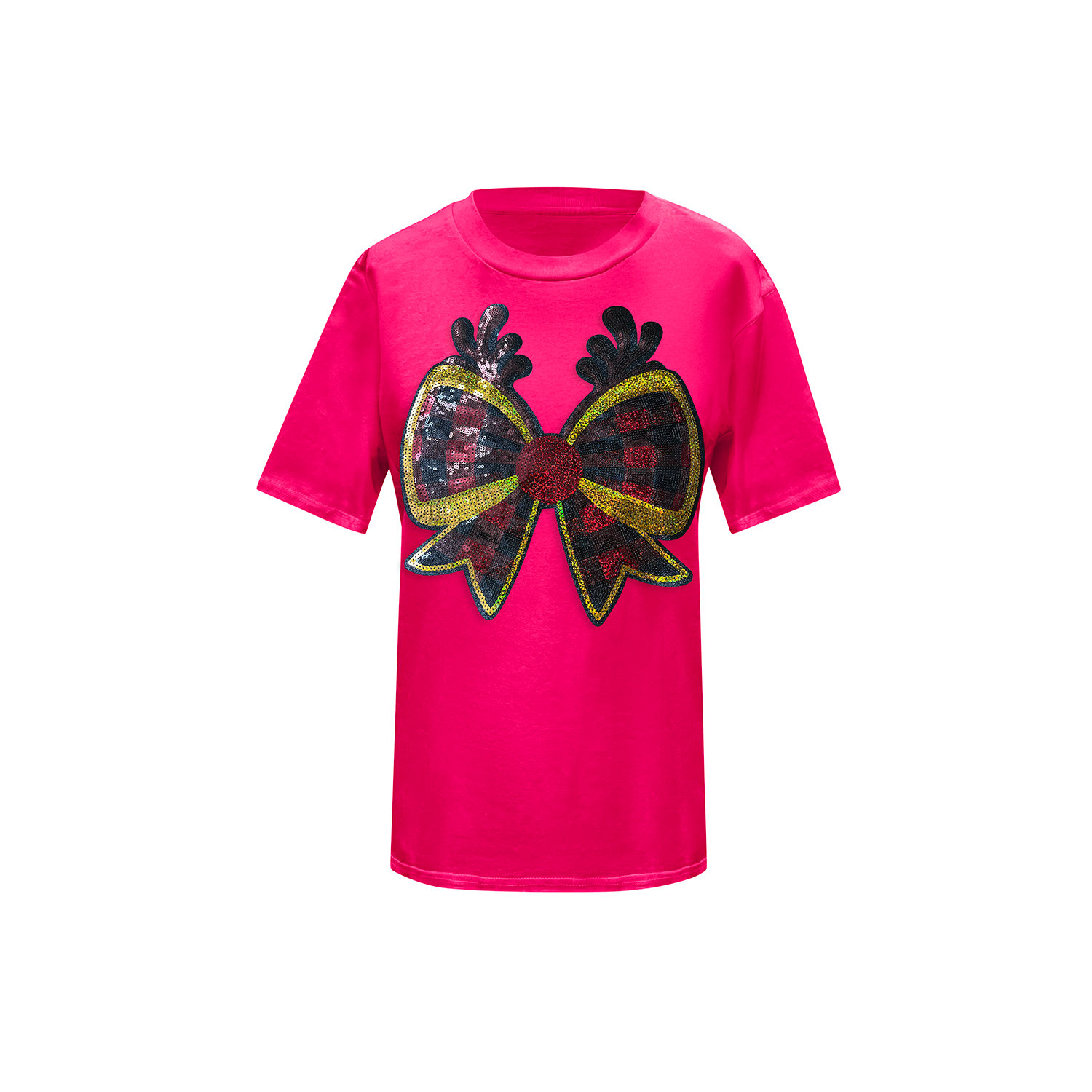 Toma Women's Christmas Pink Reindeer Bow T-shirt In Pink
