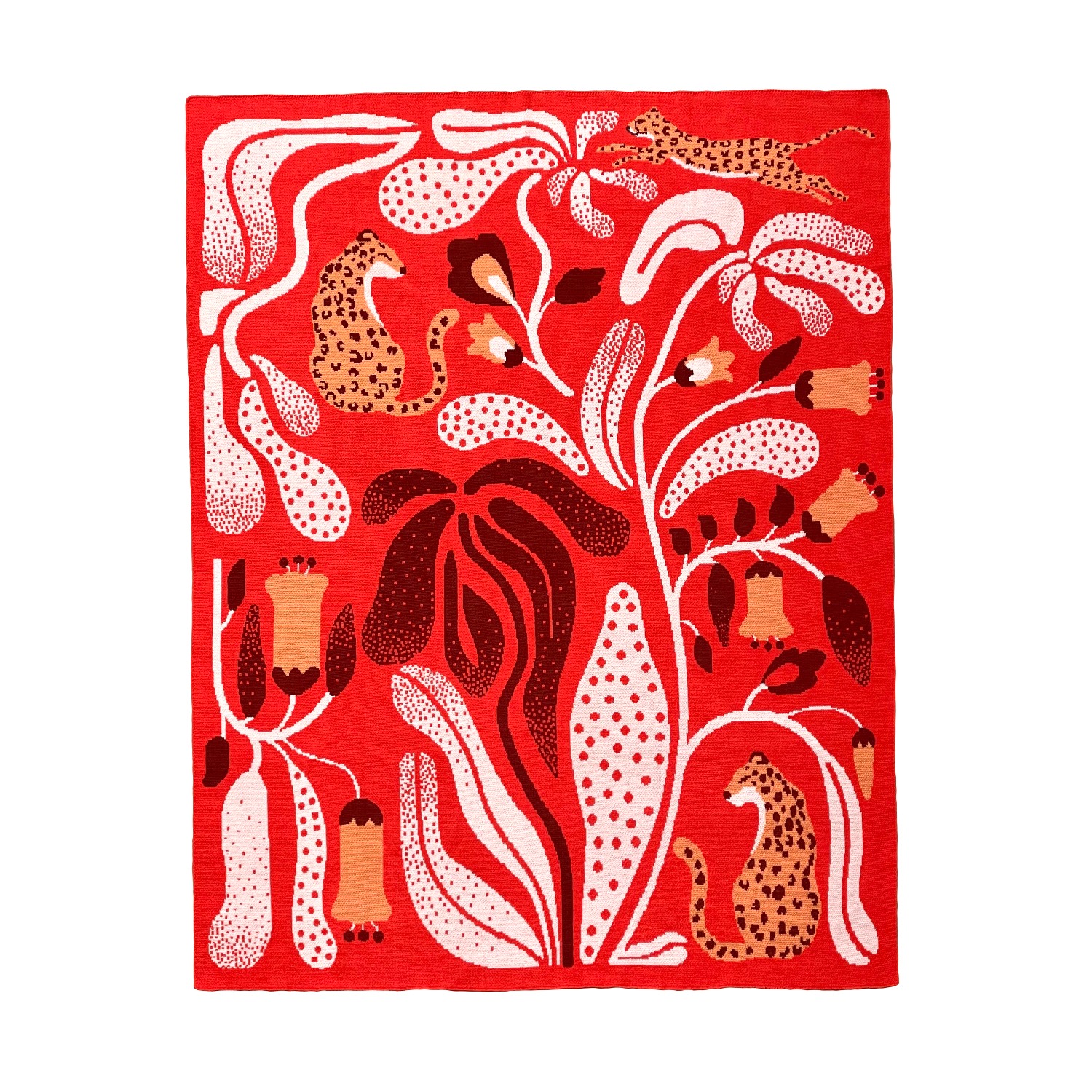 Red / Brown Merino Wool Red Garden Throw Blanket Jessie Zhao New York